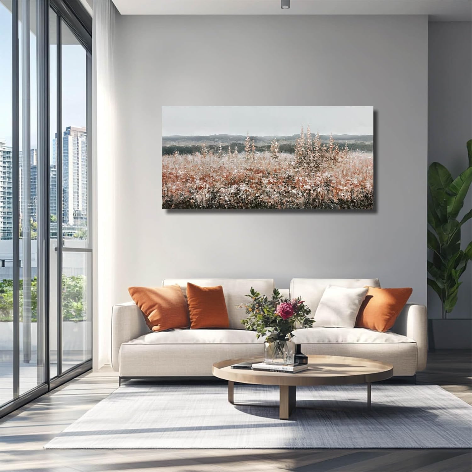 gaiduomai farmhouse canvas wall prints for home flower field artwork vintage botanical wall art for living room bedroom office decorations 24"x48" 48"l x 24"w gaiduomai-vf60120