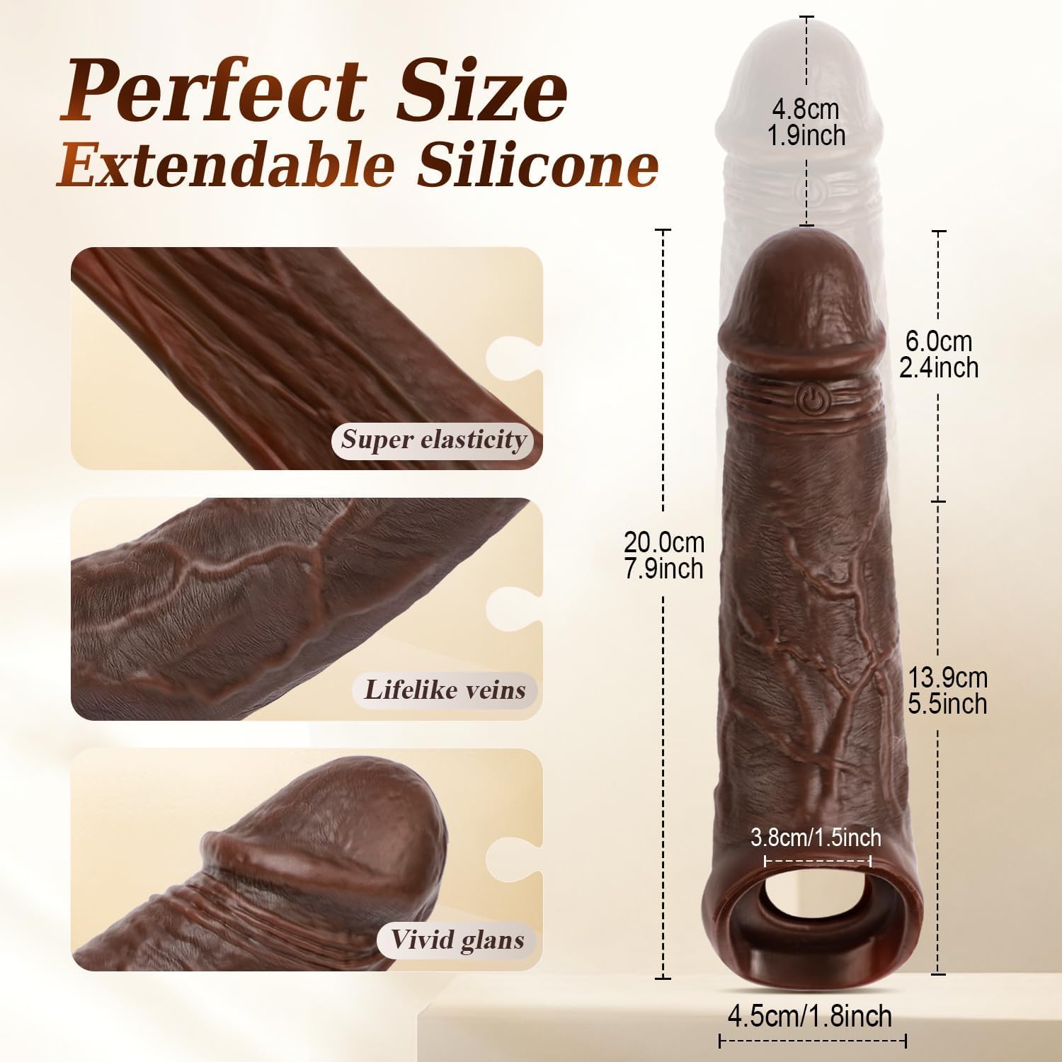 Guaina Fallica Vibratore per Uomo con Anello Vibrante, Allungamento del Pene Maschile Fallo Indossabile, Guaina Pene per Uomo Dildo Realistico, Sexytoysys Coppia Sex Toys Sessuali per Donna Uomini Sex