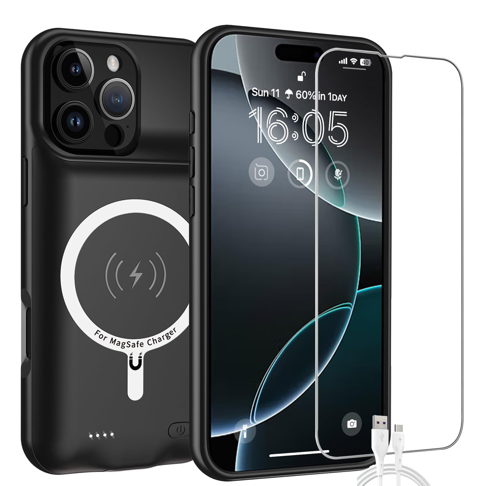 Apple iPhone 16 Pro Max バッテリー99% Amazon.com: Battery Case for iPhone 16 Pro, 10000mAh High