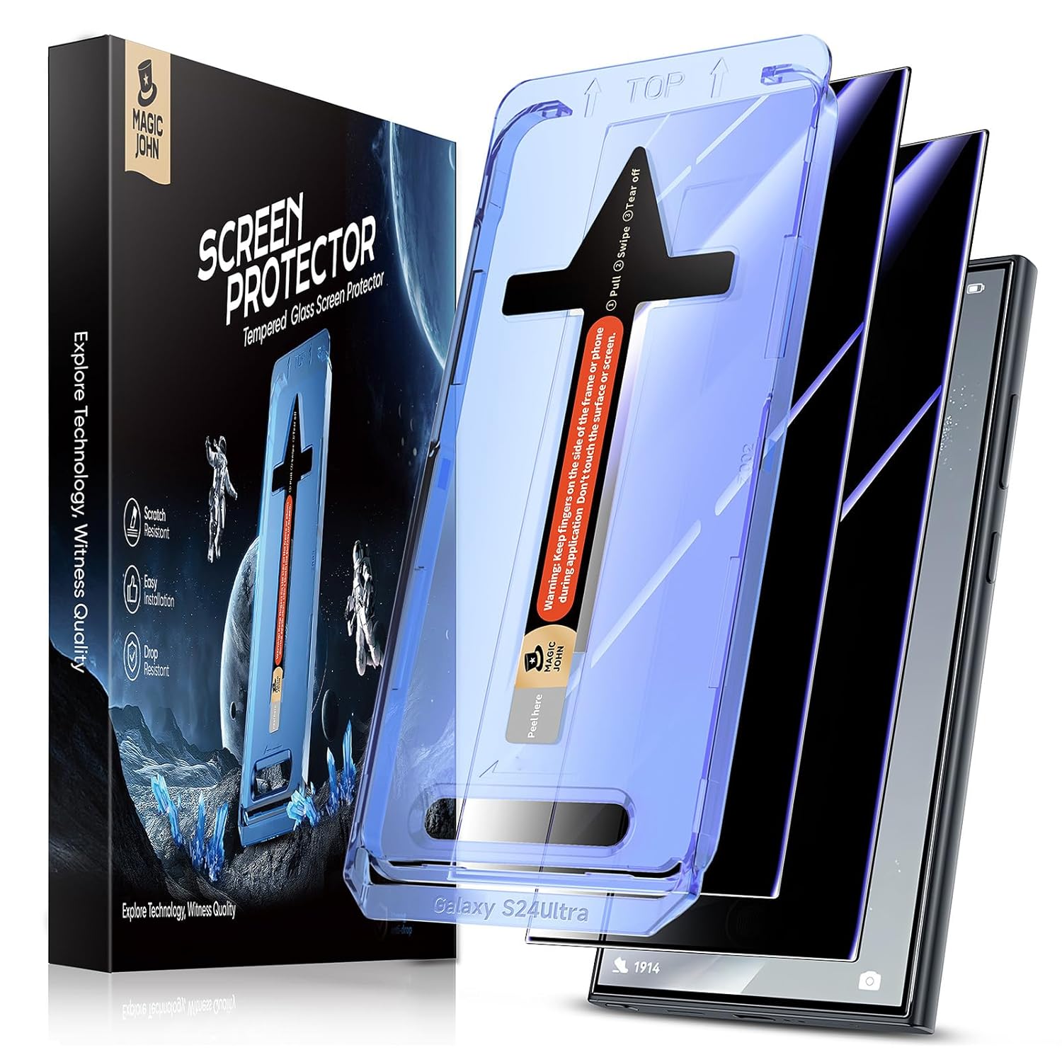 MAGIC JOHN 2 Pack for Samsung Galaxy S24 Ultra Privacy Screen Protector 6.8 inch, Anti-spy Tempered,Glass Film, Bubble Free, Case Friendly