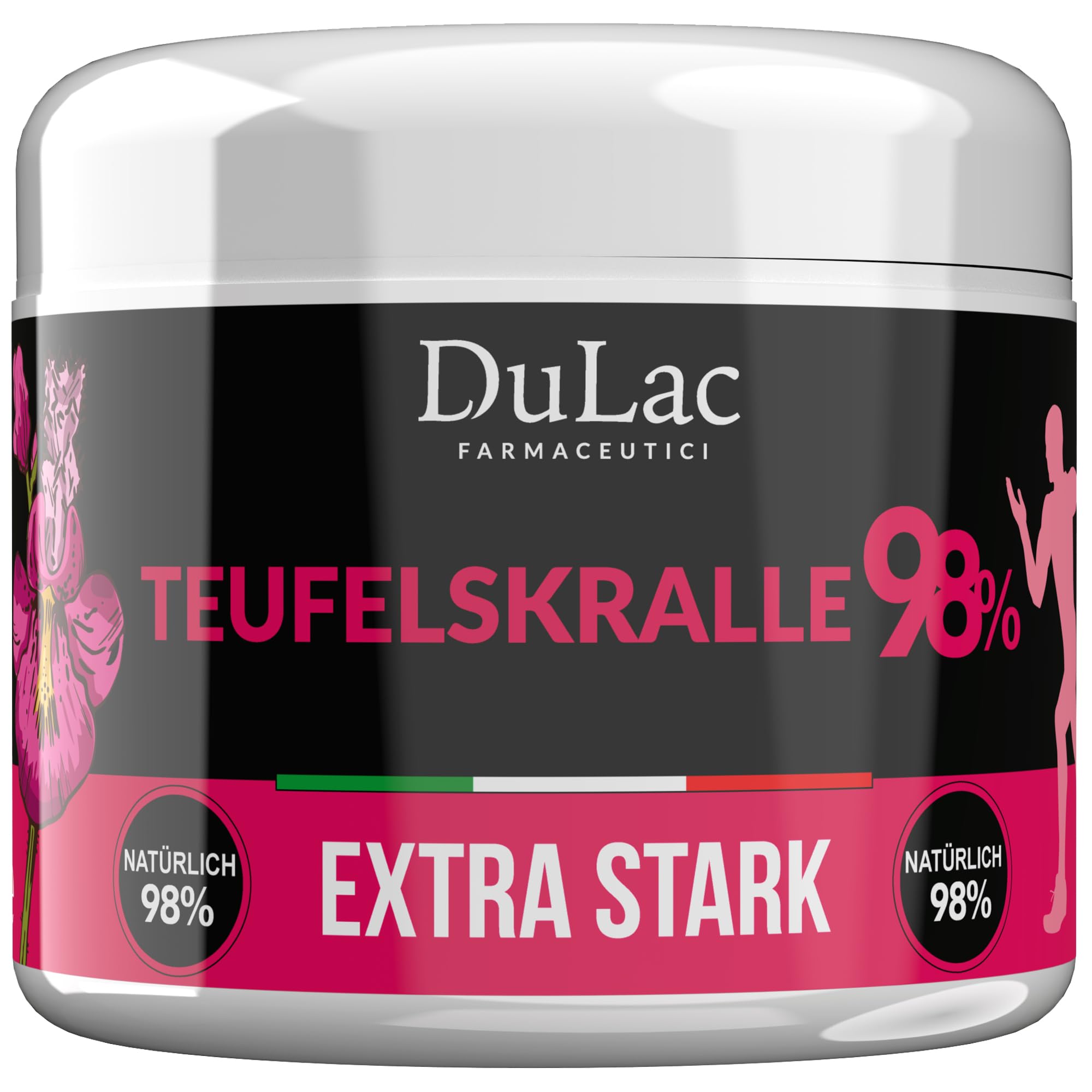 DuLàc, Teufelskralle 98% 500 ml, Körpercreme-Gel mit Ingwer, Menthol und Kurkuma, zur Massage von Muskeln und Gelenken, Dermatologisch Getestet, Nickelgetestet, Made in Italy