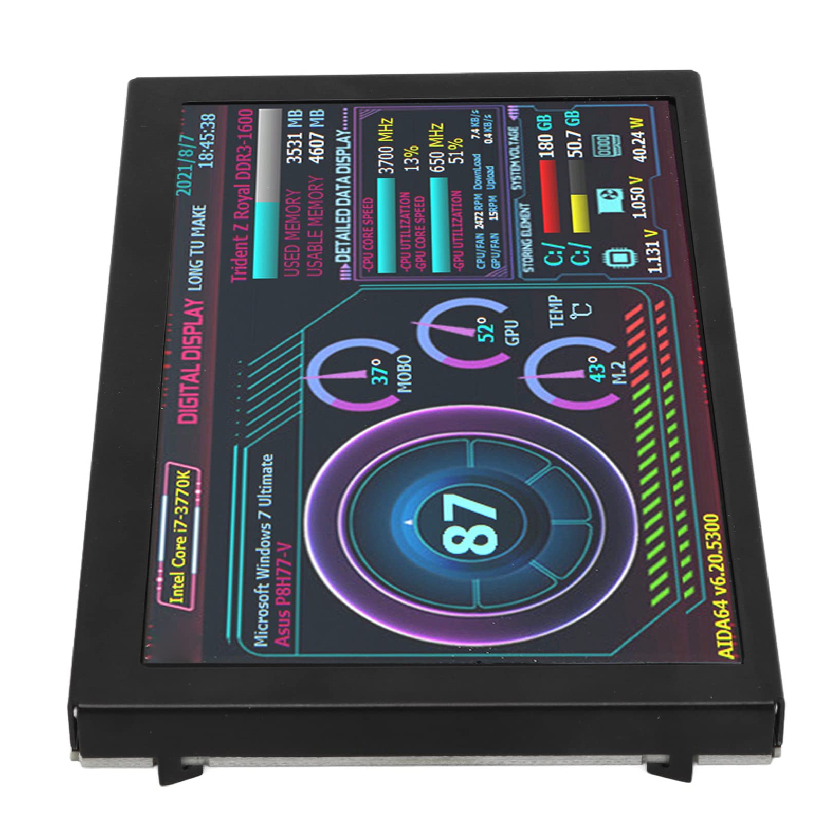 5 Zoll Computer Temp , , Visueller Themeneditor, PC CPU Datenmonitor, 800 x 480, Micro USB, für , Linux,