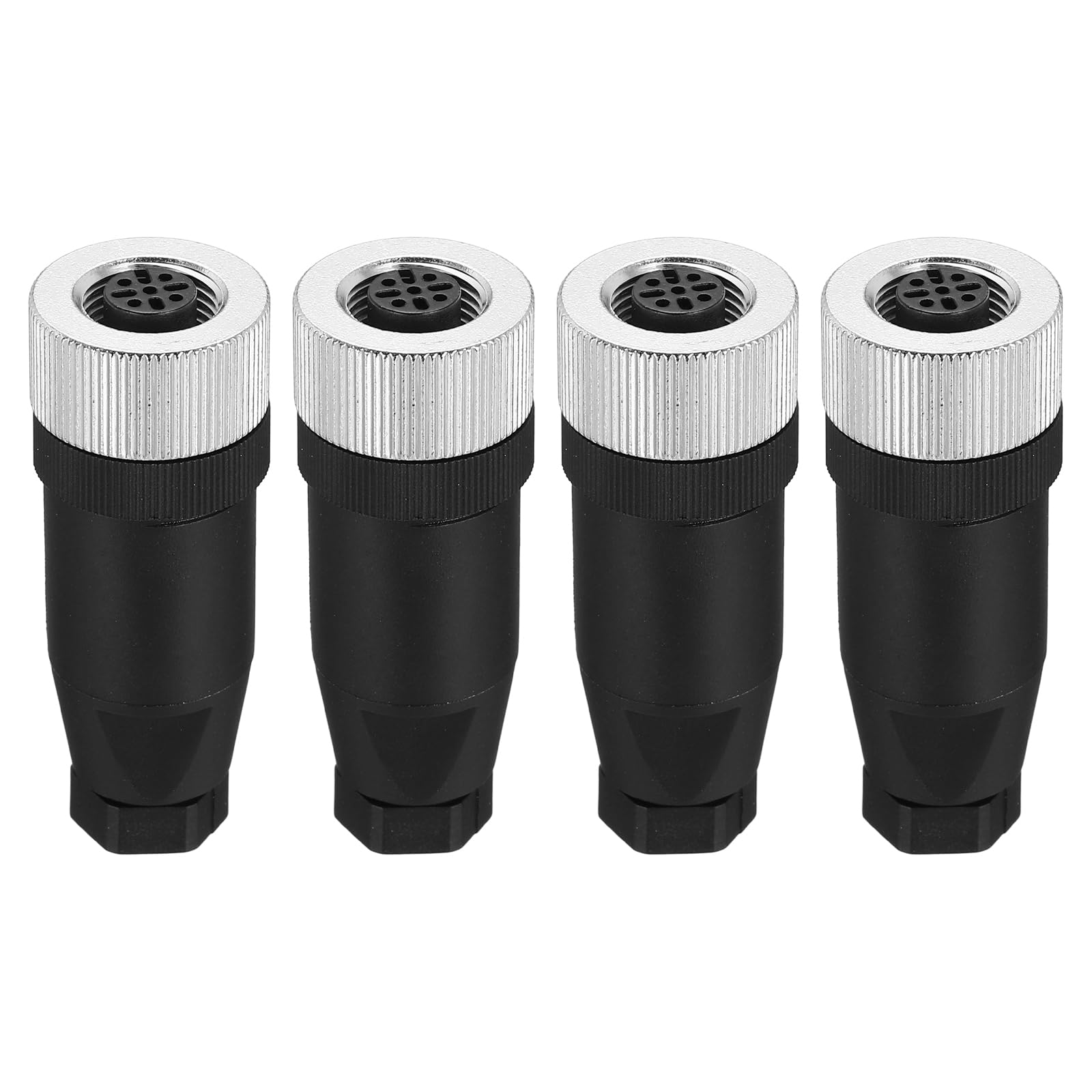 MECCANIXITY 8 Pin M12 Female Aviation Wire Connector, 4 Pcs Socket Panel Aviation Connectors Waterproof IP67 Industrial Circular Straight Connector for Networks Instruments