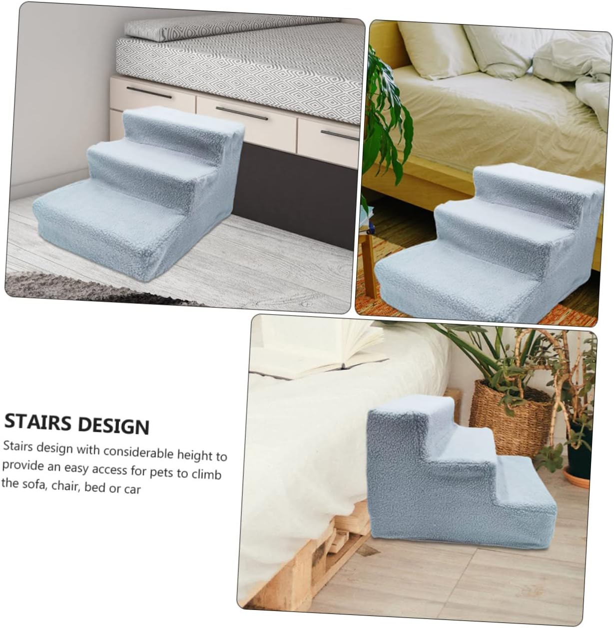 POPETPOP Doggie Stairs for Small Dogs and Cats Plastic Pet Steps Ladder Ramp Bed Climbing Stairs for Puppies Elder Pets