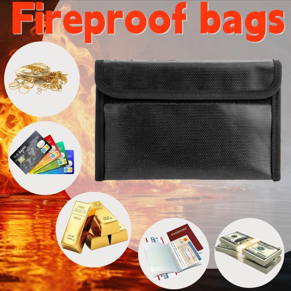 Bolsas Ignífugas para Documentos y Dinero,Bolsa Seguridad Ignífuga,Bolsa Ignífuga y Resistente al Agua,Bolsa Seguridad Prueba de Explosiones,Bolsas Prueba Fuego Resistente,para Objetos Valo