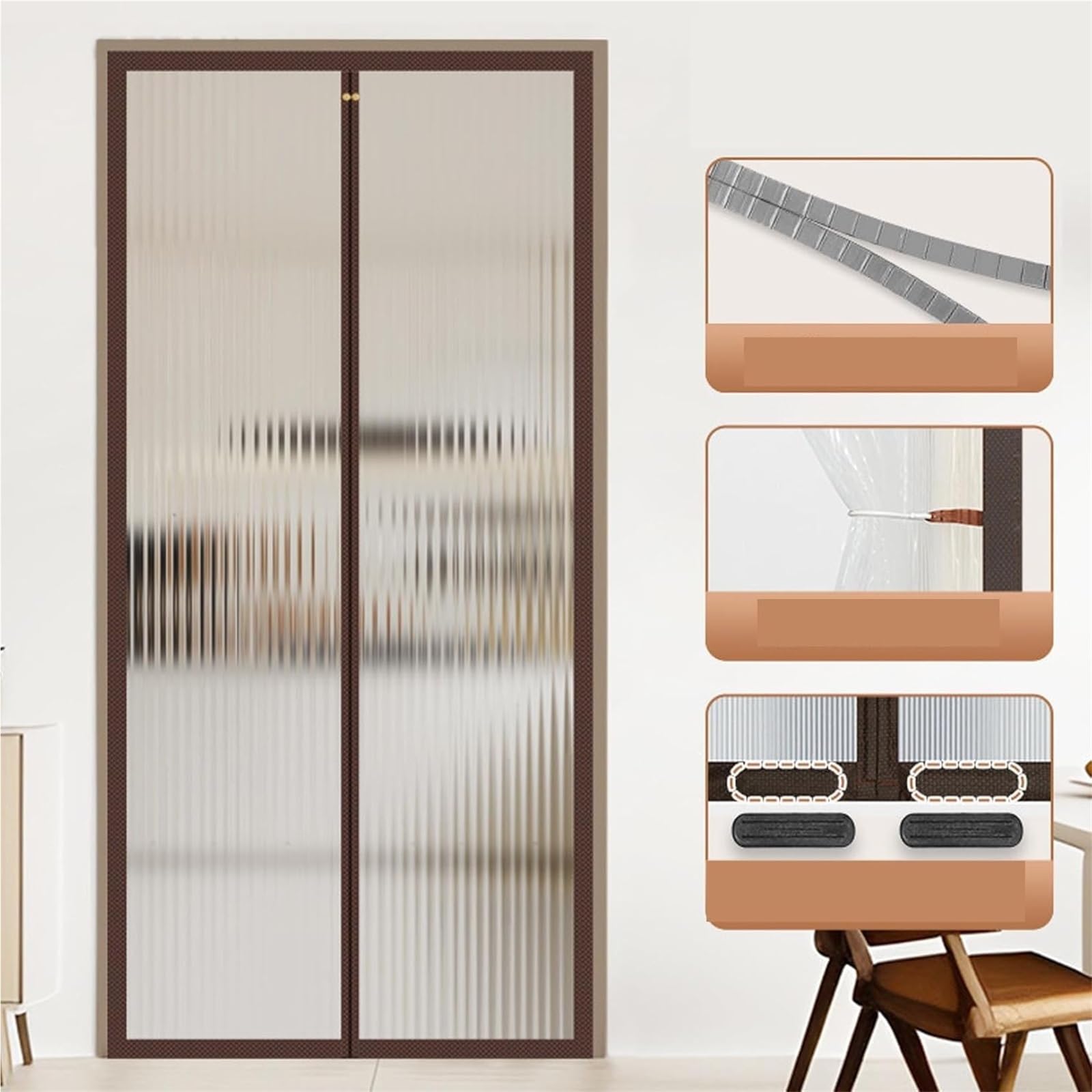 Tenda termica invernale magnetica per porta, con protezione antivento trasparente, design a chiusura automatica, per protezione dal freddo, ideale per porta d'ingresso (85 x 210 cm)