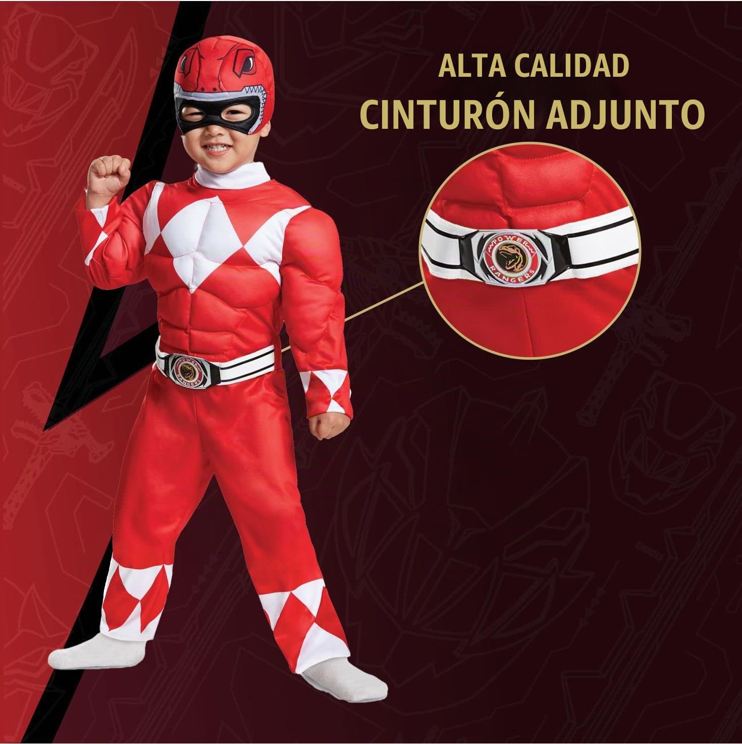 Disguise Red Ranger Toddler Muscle Child Costume, Red, Medium/(3T-4T)