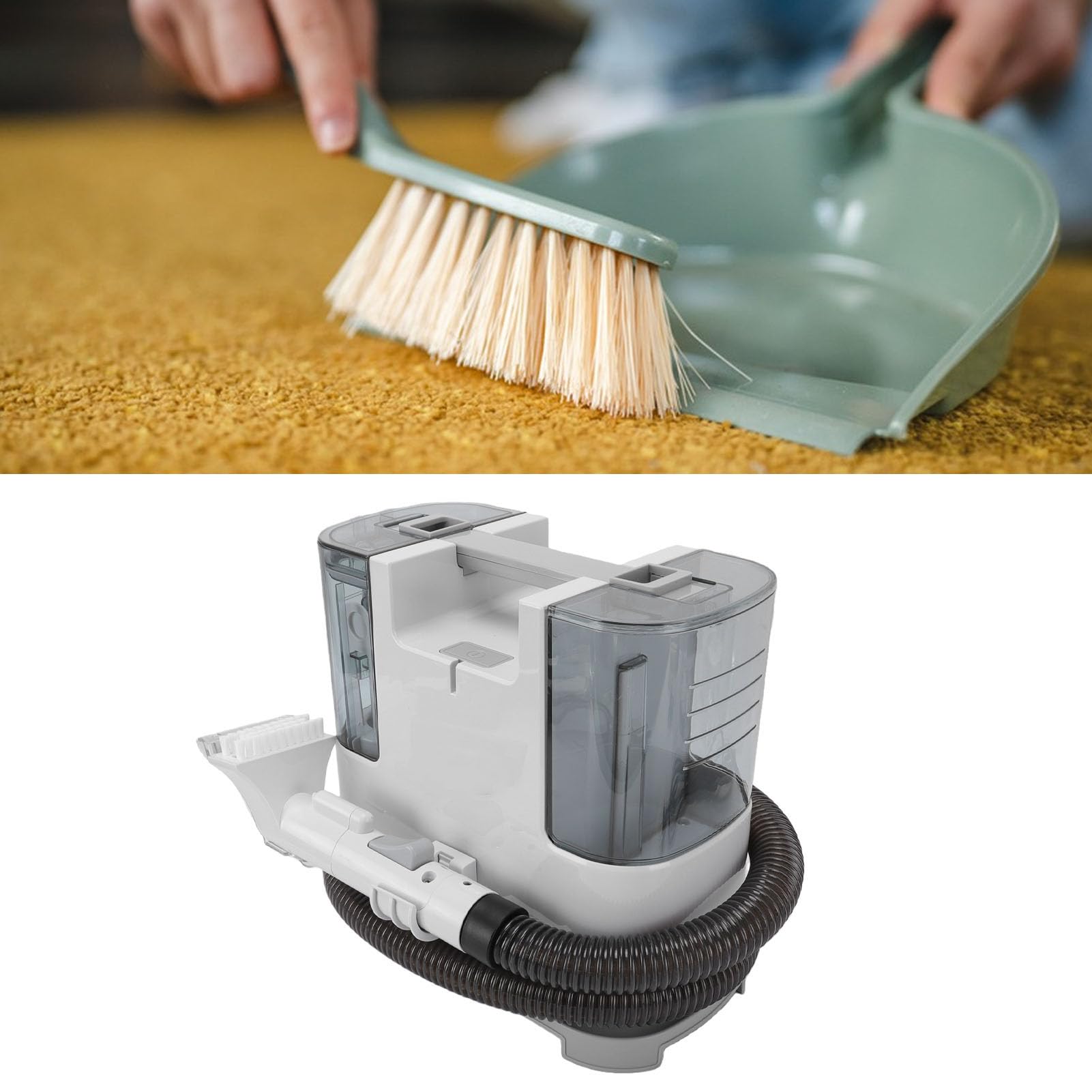Generic Limpiador Eléctrico de Sofás de Tela, Limpiador de Alfombras con Fuerte Succión de 9 Kpa y Potencia de 400 W, con 2 Cabezales de Cepillo, Diseño de Tanque Doble, para Asiento de