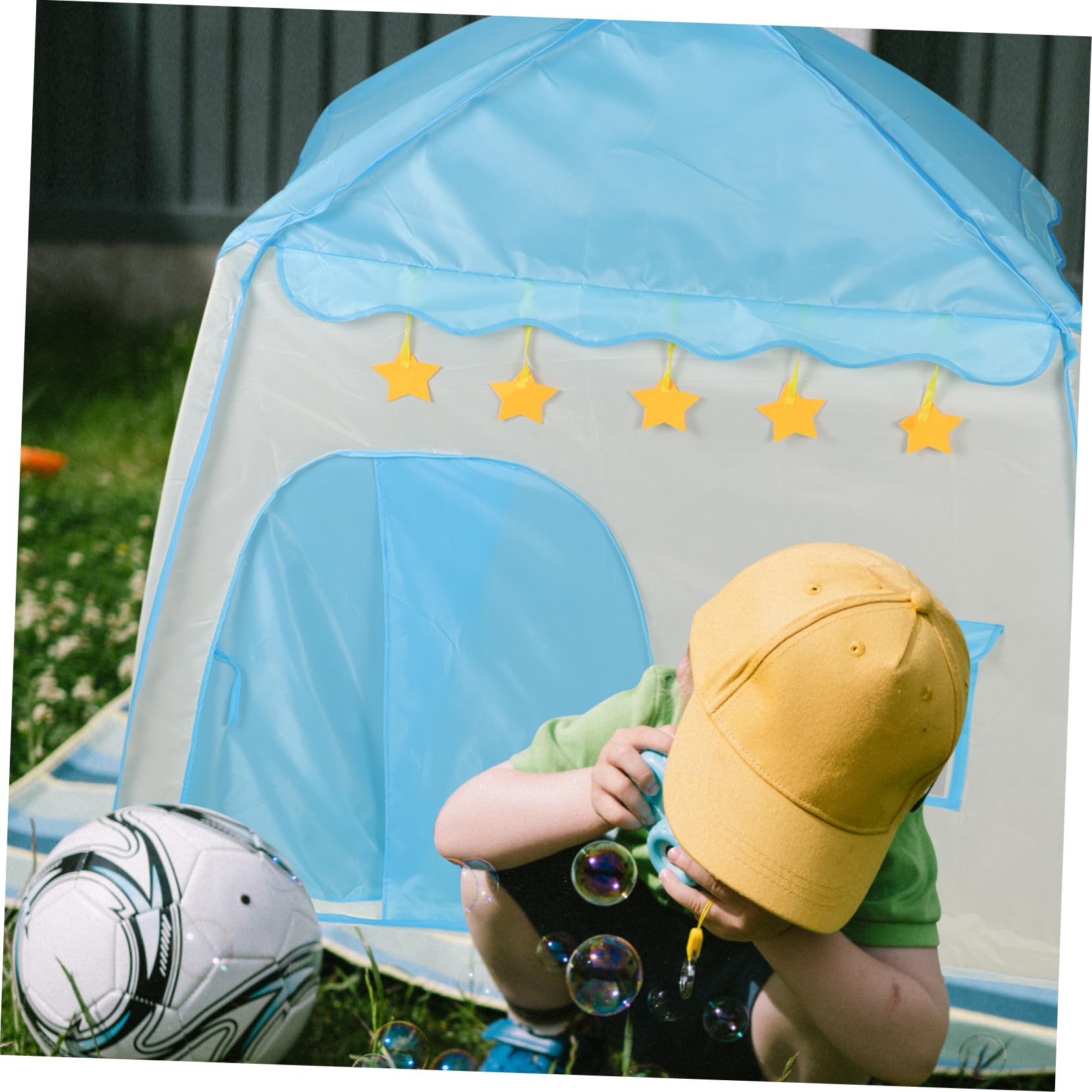 SUPVOX Portable Playhouse Tent Foldable Castle Tent for Indoor Outdoor Use Breathable Material Floral Design Blue Color Present for Boys