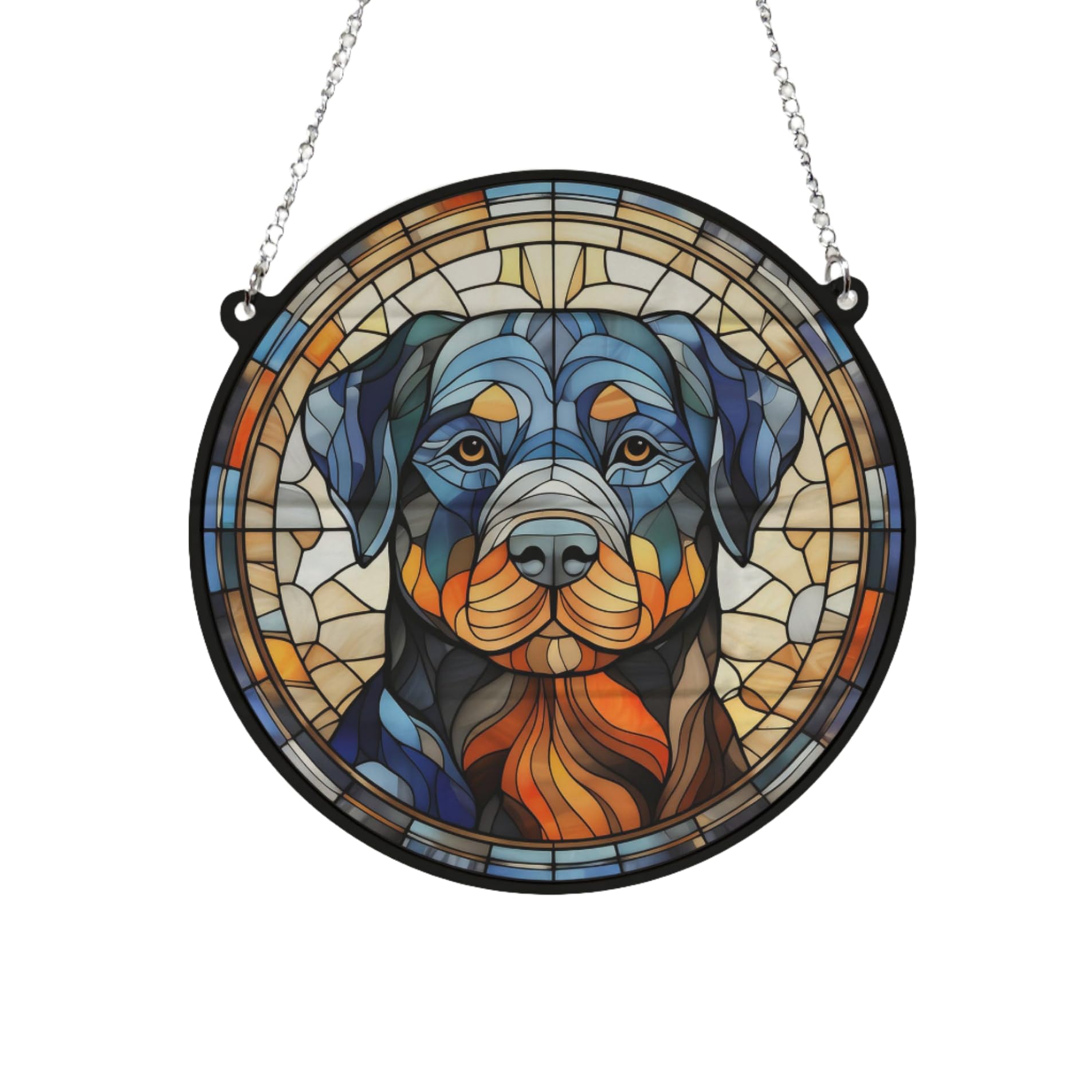 Rottweiler Stained Glass Effect Suncatcher Gift for Dog Lovers - 13cm