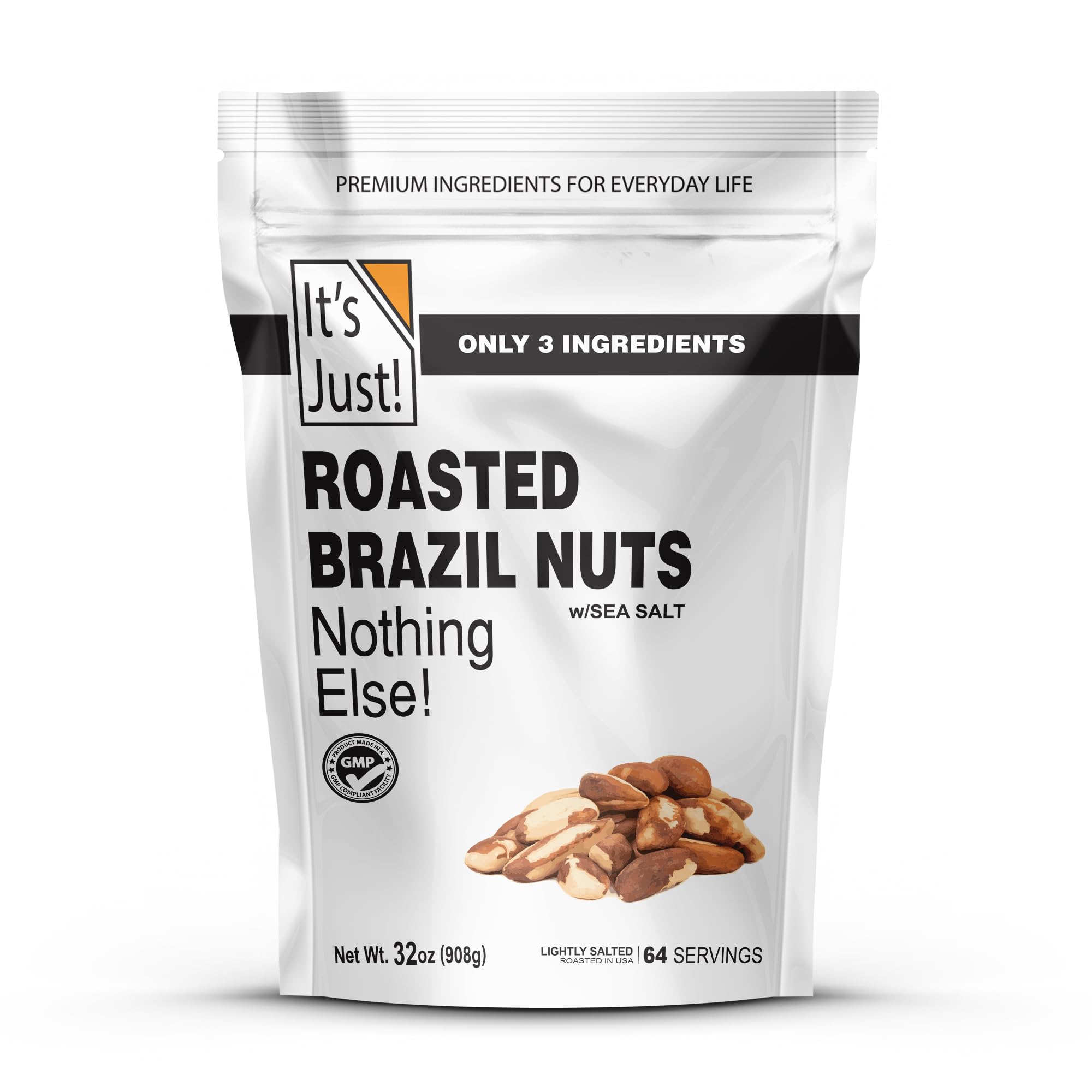 It's Just - Brazil Nuts, 2lbs, Product of Peru, Roasted & Salted, Packaged in USA (Roasted/Sea Salted, 2 Pound (Pack of 1))
