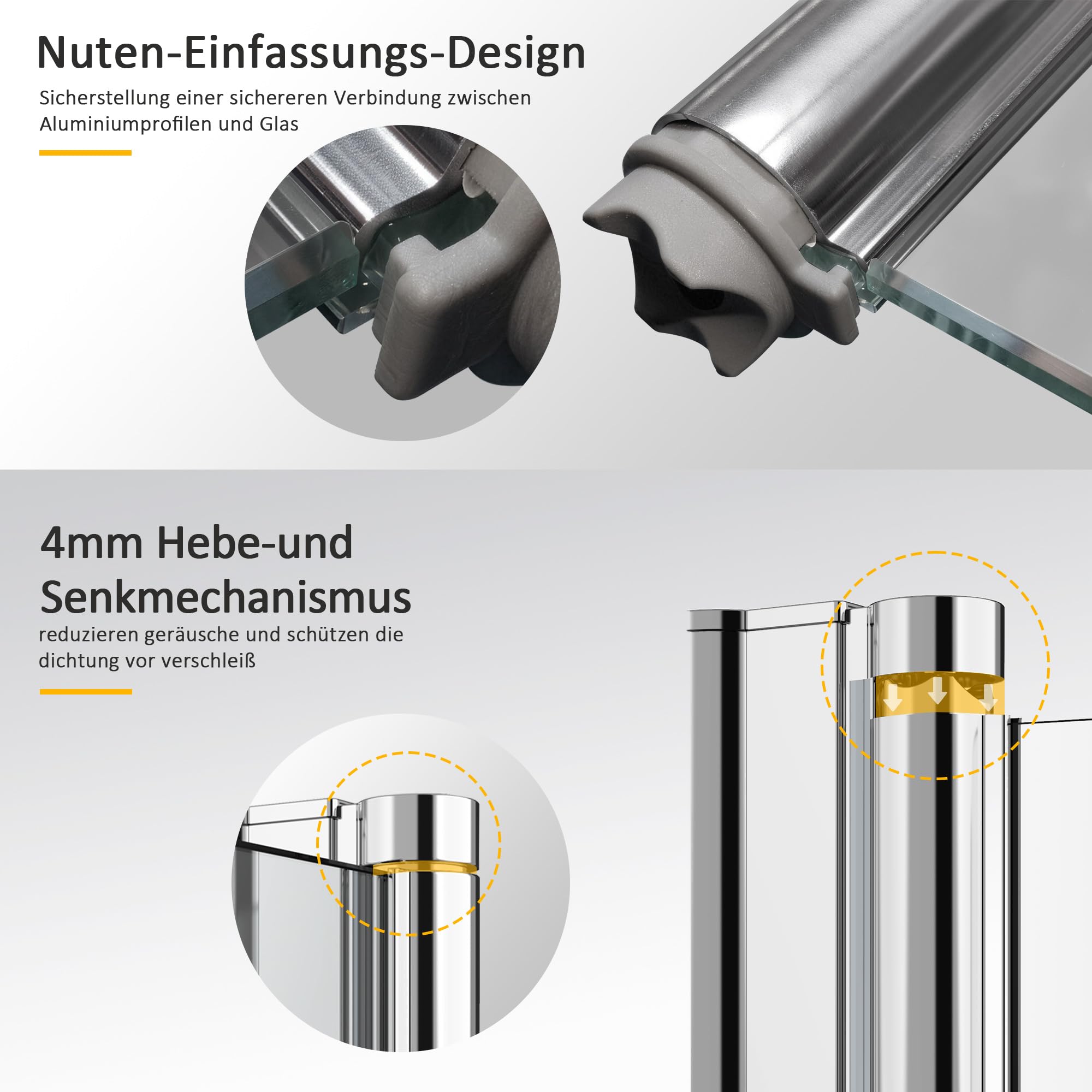 Duschwand für Badewanne 3-teilig 140x140cm Dreifaltigkeitstür Duschtrennwand mit 6mm Nano Glas, Trennwand 140 Faltbar Badewannenwand Sicherheitsglas Badewannenaufsatz
