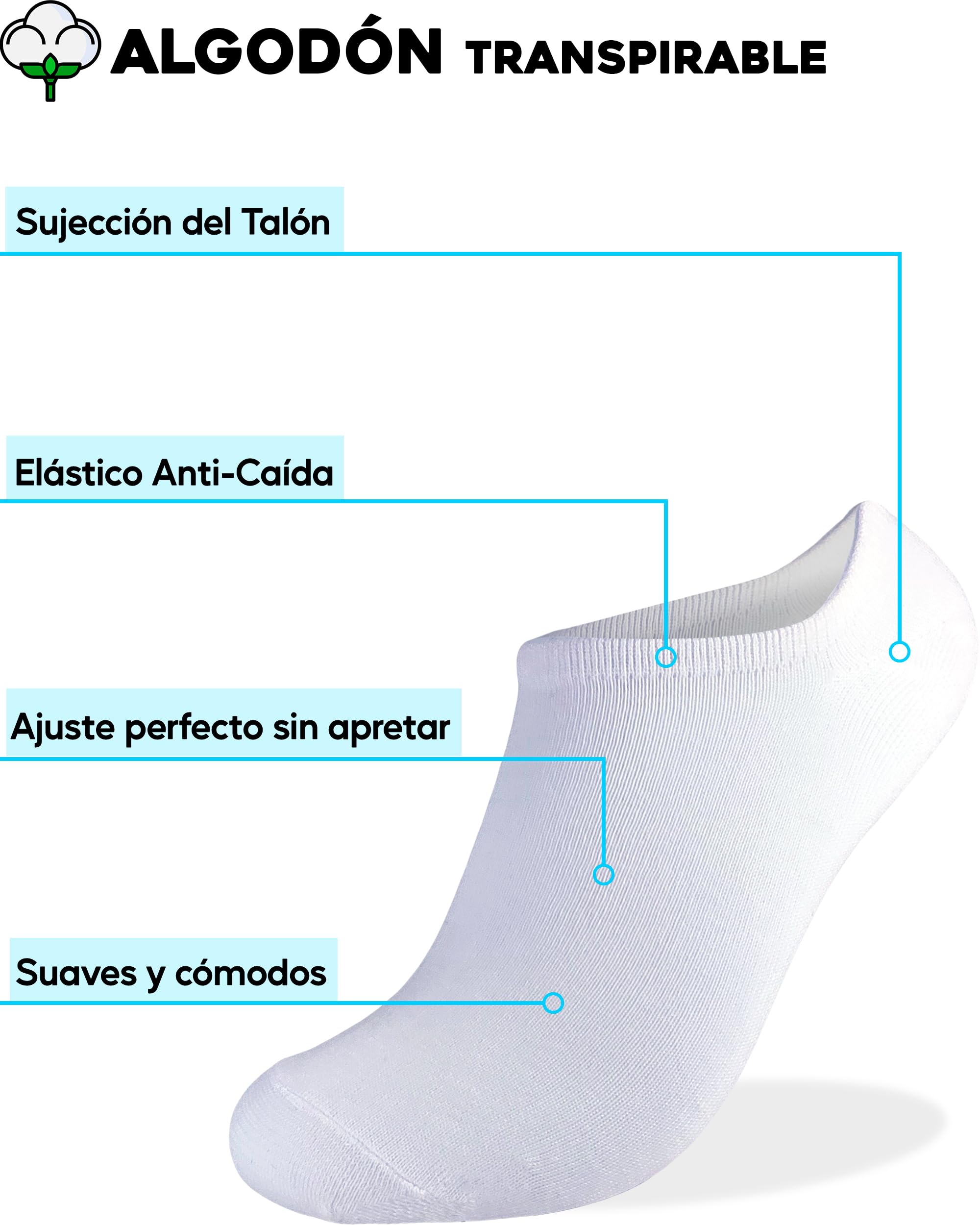topline 12 Pares Calcetines tobilleros hombre & Calcetines tobilleros mujer - Calcetines hombre cortos