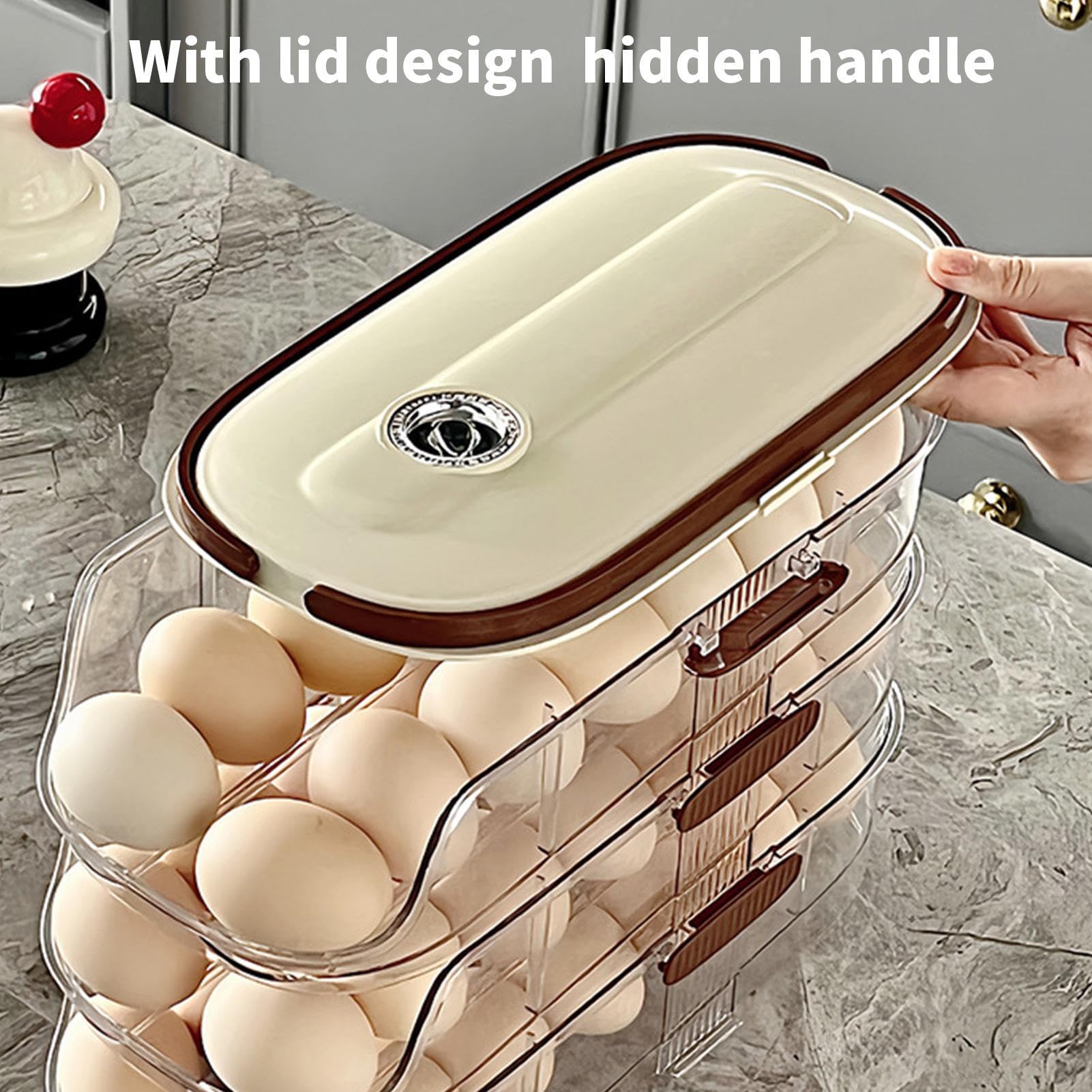 Rejilla para huevos, soporte para huevos con ruedas | Almacenamiento de huevos apilable para frigorífico,Organizador estable de huevos para nevera, dispensador de huevos que ahorra espacio para almace