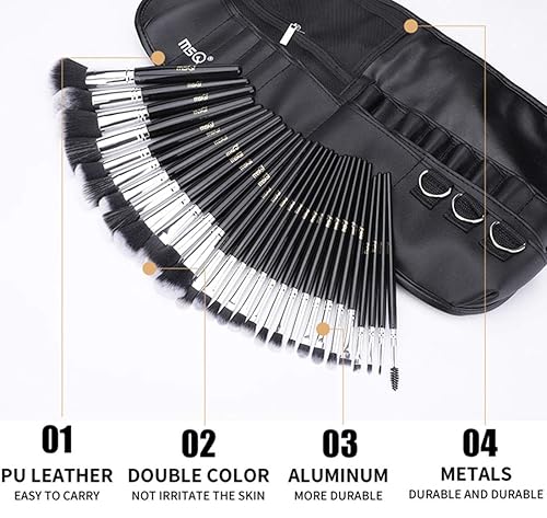 Miniatura 5 de MSQ Juego de 29 brochas de maquillaje profesionales con bolsa de maquillaje para cinturón (base, polvo, cremas, líquidos y pinceles para ojos) para