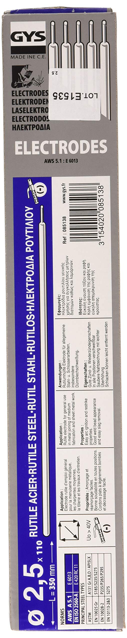 GYS - Masque de Soudage LCD MASTER 11 - Teinte 11 Noir & ELECTRODES Rutiles ø2.5 E6013 - ETUI de 110 - CONSOMMABLE Soudure MMA - Toutes positions - A L'electrode - Amorcage Des 40V