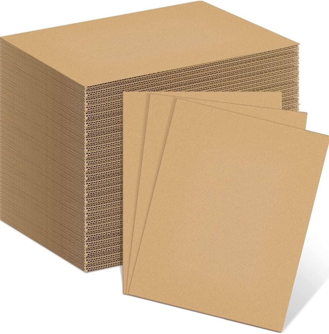 6 PCS Corrugated Sheets, Flat Cardboard Inserts for Packing, Mailing, Crafts - Kraft Brown (8 Inch X 8 Inch)
