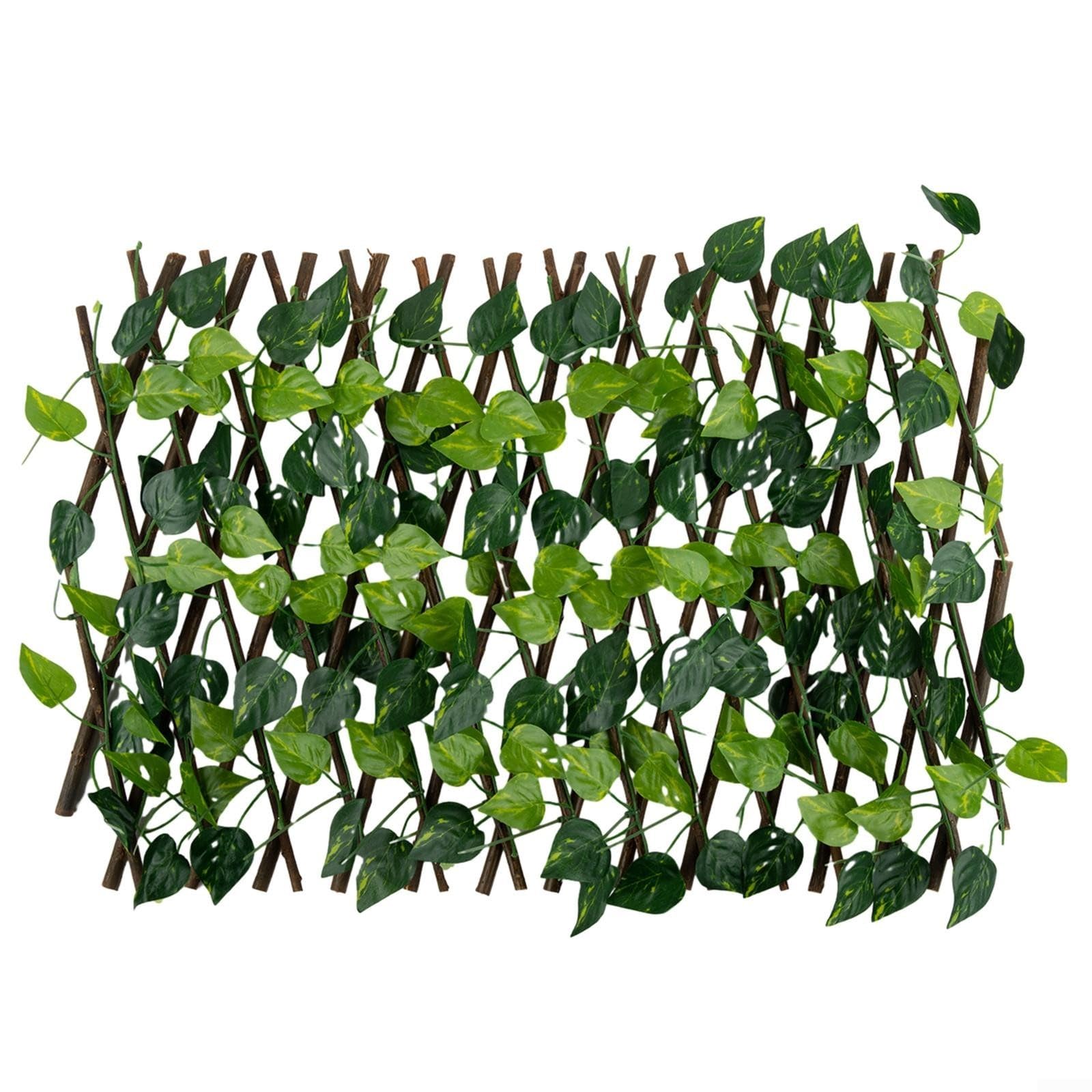 TDCuizent Expanding Trellis Garden Screening Fence Privacy Screen with Artificial Ivy Leaves Green Outdoor Home Decor Waterproof Wood Plastic Expandable Panel