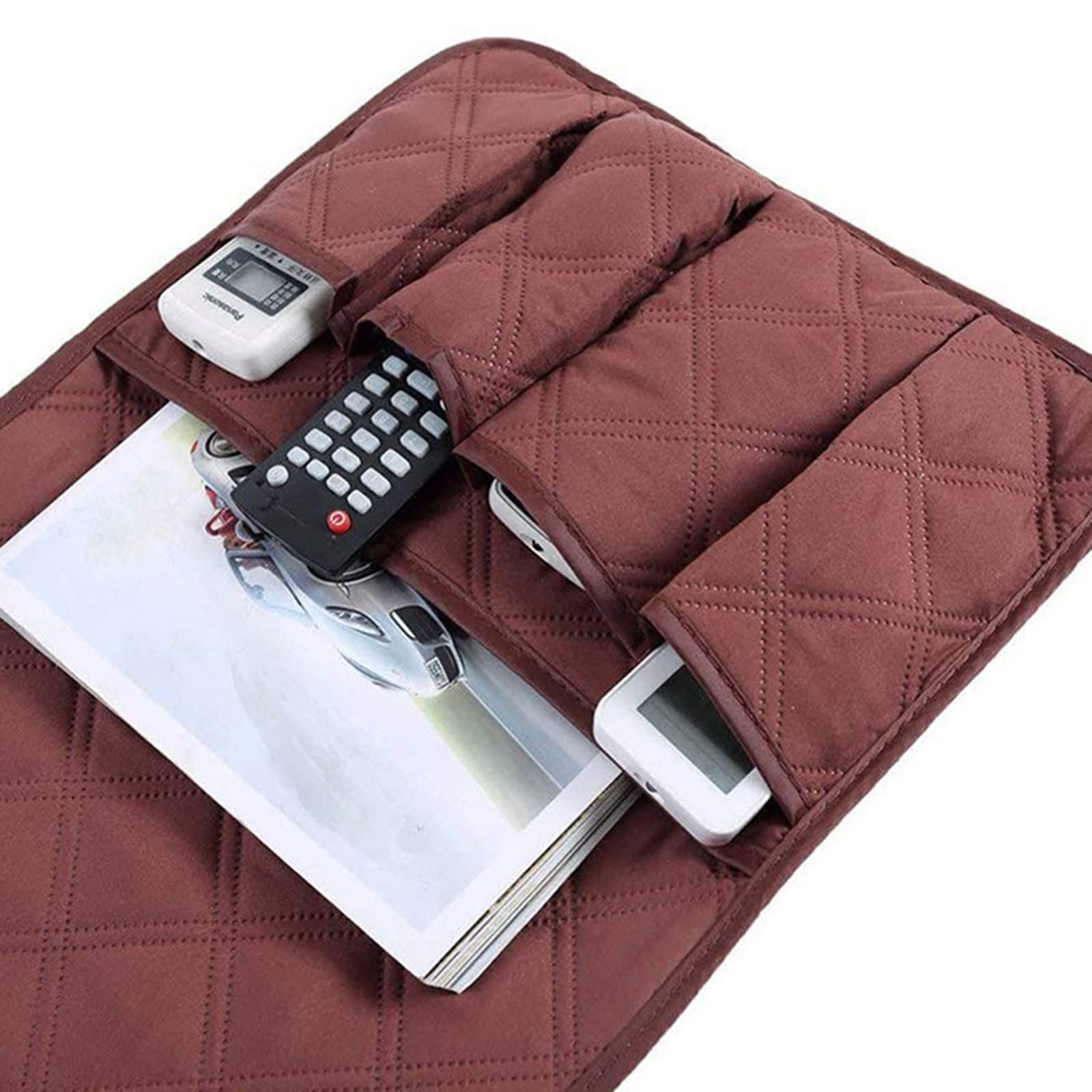 Sofa-Armlehnen-Organizer für Liegecouch mit 5 Taschen, Sessel für Tablets, Telefone, Bücher, Zeitschriften, Emotes – 2 Packungen,Rot