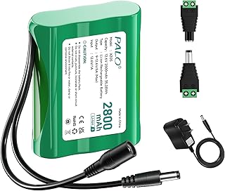 12V 2800mAh Rechargeable Li-ion Battery with 12.6V 1A Power Supply Adapter + 1 Pairs Male Female, Compatible for 12V Device RC Car, Boat, Robot, DIY, LED Light Strip, CCTV Camera