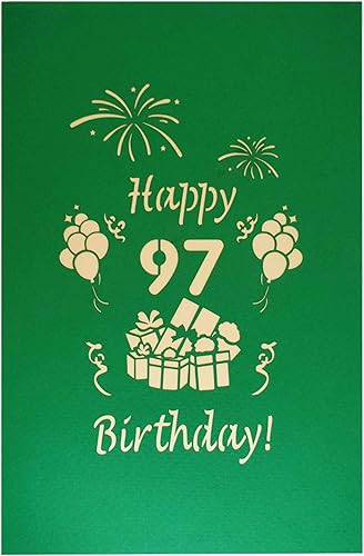 Miniatura 7 de iGifts And Cards Tarjeta de felicitación emergente 3D de feliz cumpleaños 97 con regalos - Noventa y siete, impresionante, globos, único,
