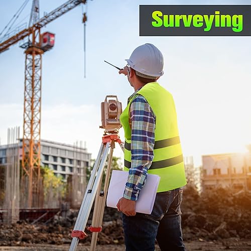 Miniatura 5 de Coume Chalecos de seguridad reflectantes de alta visibilidad, chalecos de trabajo de construcción de malla con 2 tiras reflectantes