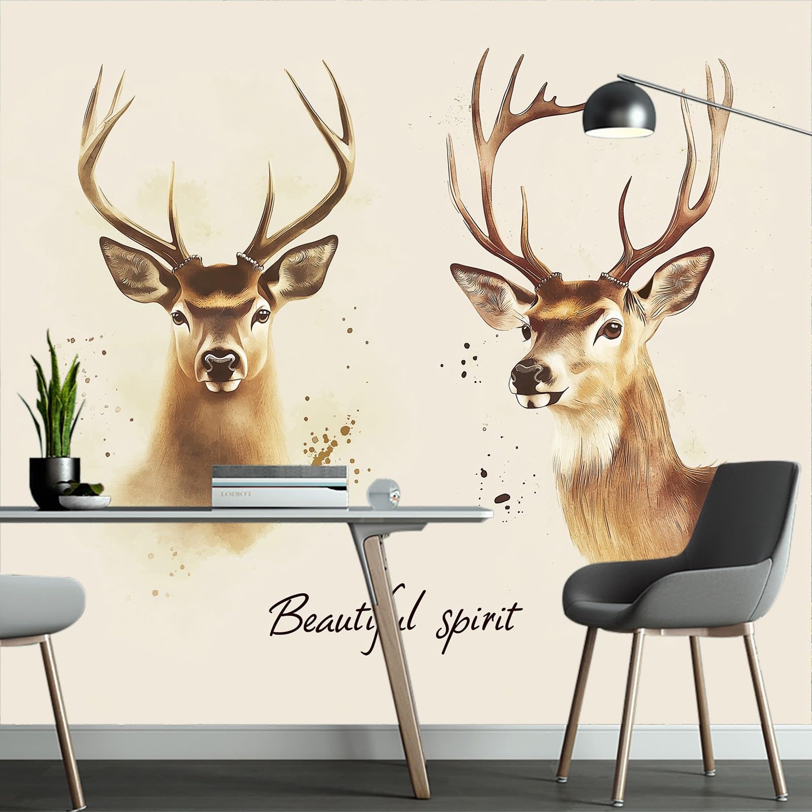 Photo Murale Cerf Animal de Bande Dessinée Papier Peint, pour Salon et Chambre Animaux de Bande Dessinée Murales, Fresque Home Decor 250 x 175 cm (L x H) Peinture Murale Fond d'écran d'affiche