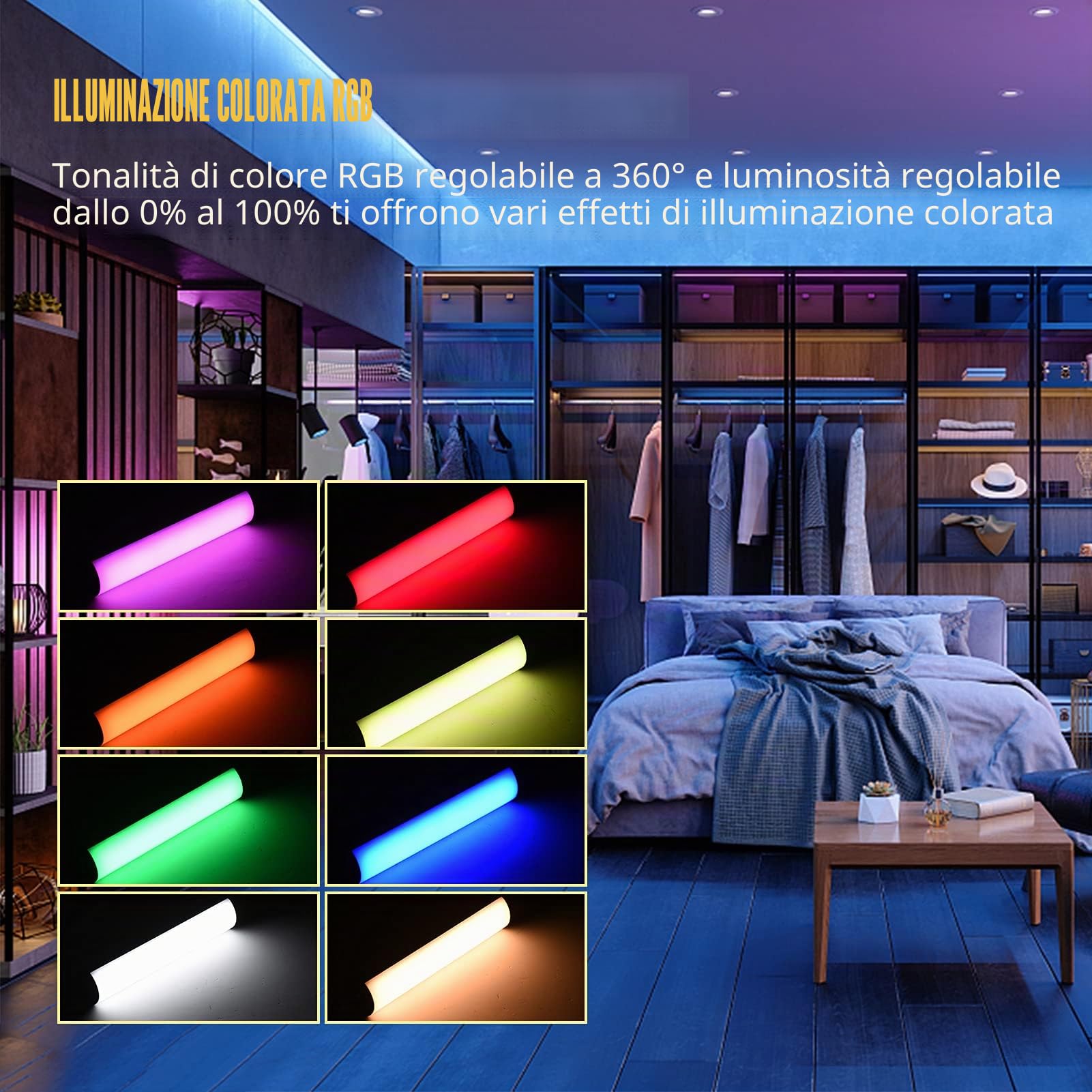 Andoer W200RGB - Luce video LED, barra luminosa per fotografia ecargabile, luce di riempimento RGB 2500 K-9000 K, dimmerabile, CRI95 + schermo LCD posteriore magnetico con treppiede per Vlog Live