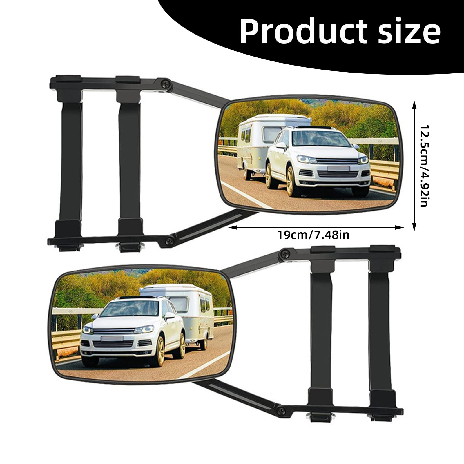 2 espejos retrovisores para caravanas, espejos retrovisores de 360 grados, para la mayoría de los coches, camiones, SUV, caravanas, remolques