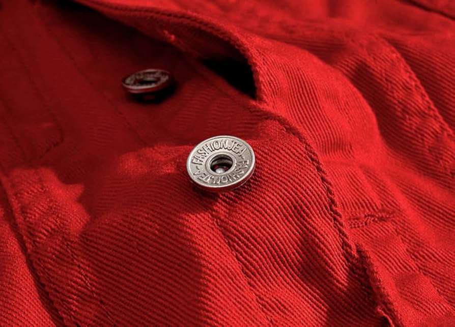 Spring and Autumn Red Denim Jacket Men Loose Jeans Overcoat