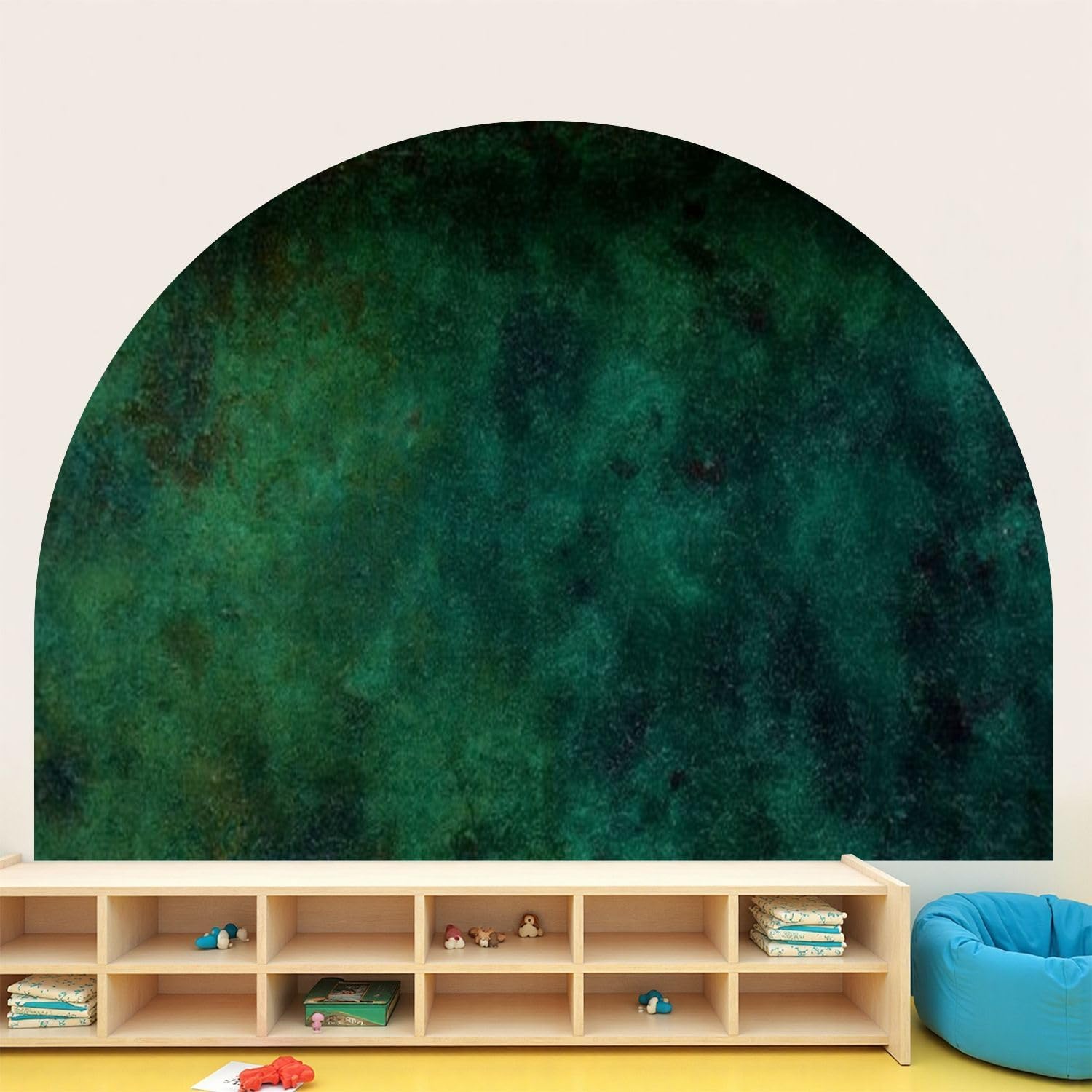 Arch Wall Decals Peel and Stick oxidised copper dark green color tone emerald green rusty texture aged Boho Headboard Large Wall Sticker Self Adhesive Removable Mural Decor for Bedroom Nursery 83"x61"