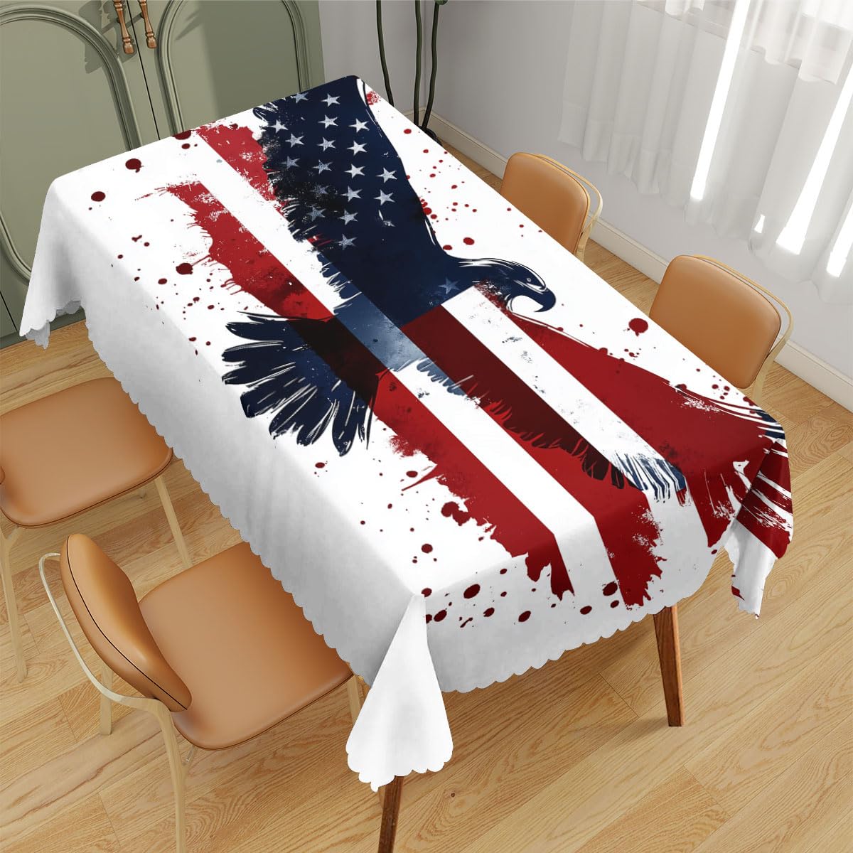 XYJFZL American Flag Eagle Rectangle Tablecloth