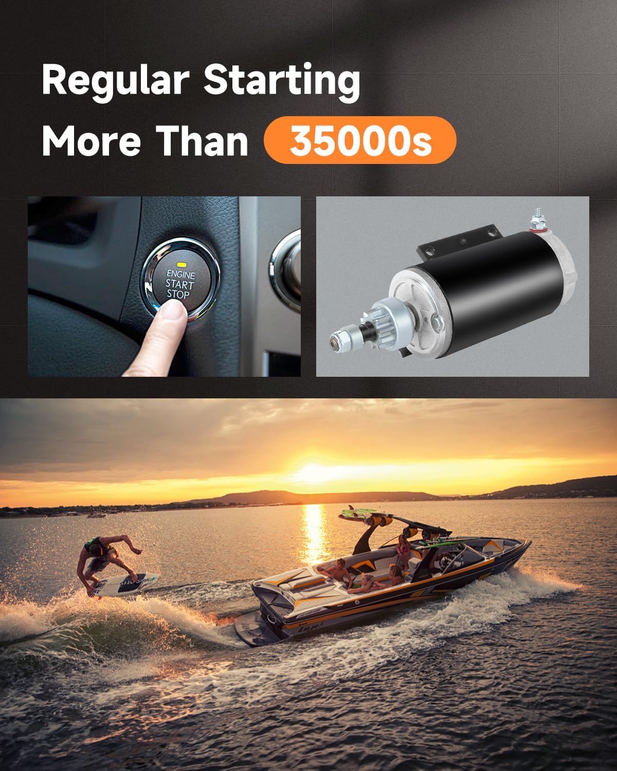 OCPTY Starter Fit for E120TL/TX 1985-1994/1985-1987 1.8L-110ci-120 HP/1988-1994 2.0L-122ci-120 HP E140CX/TL1988-1994/1985-1987 2.0L-122ci-140 HP for Johnson Engines - Marine Outboard 5721N