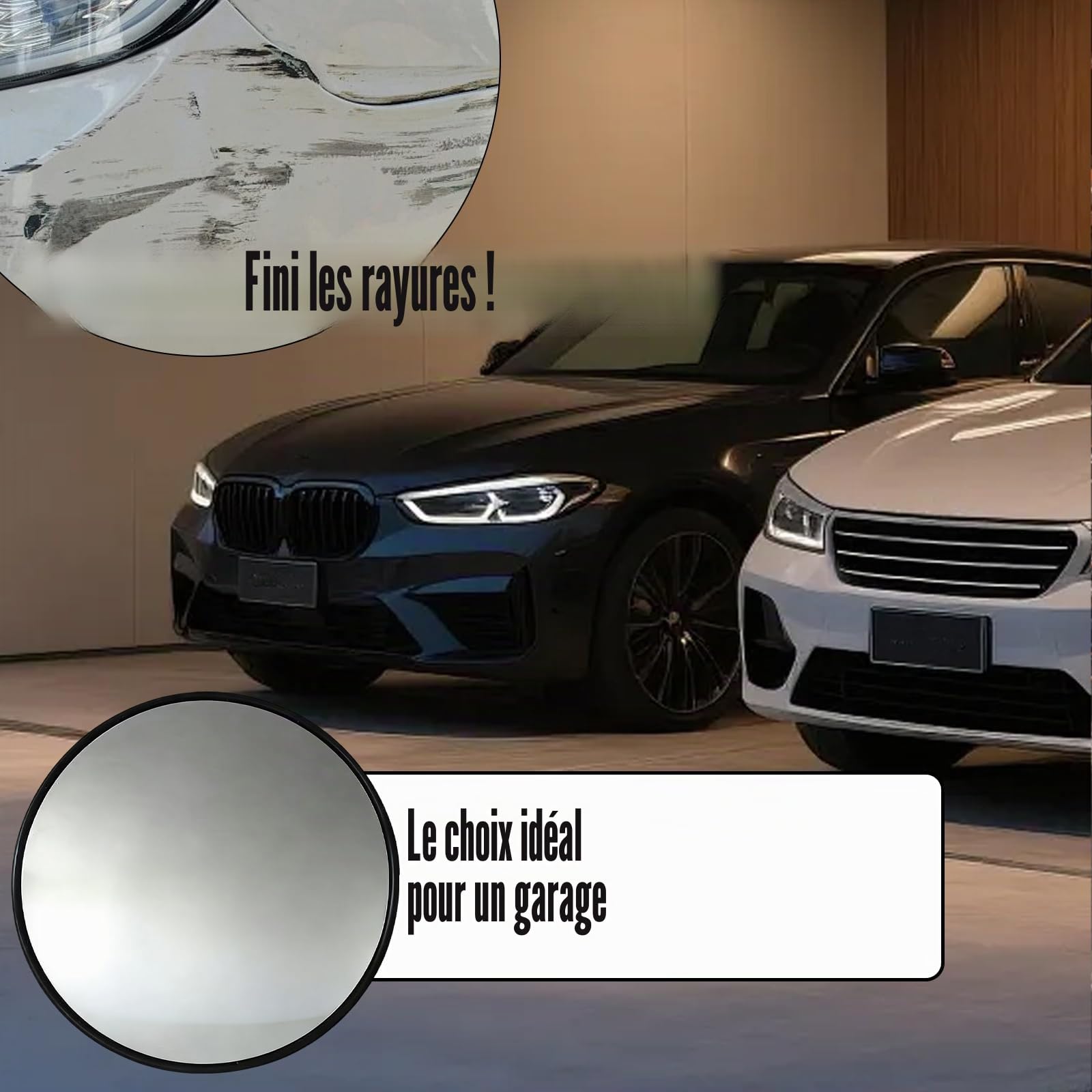 Ø30cm Miroir de circulation convexe de Surveillance, Acrylique Miroir Routier Sortie Garage Exterieur de rue Interieur pour Stationnement, Circulation Grand Angle pour la Sécurité, noire