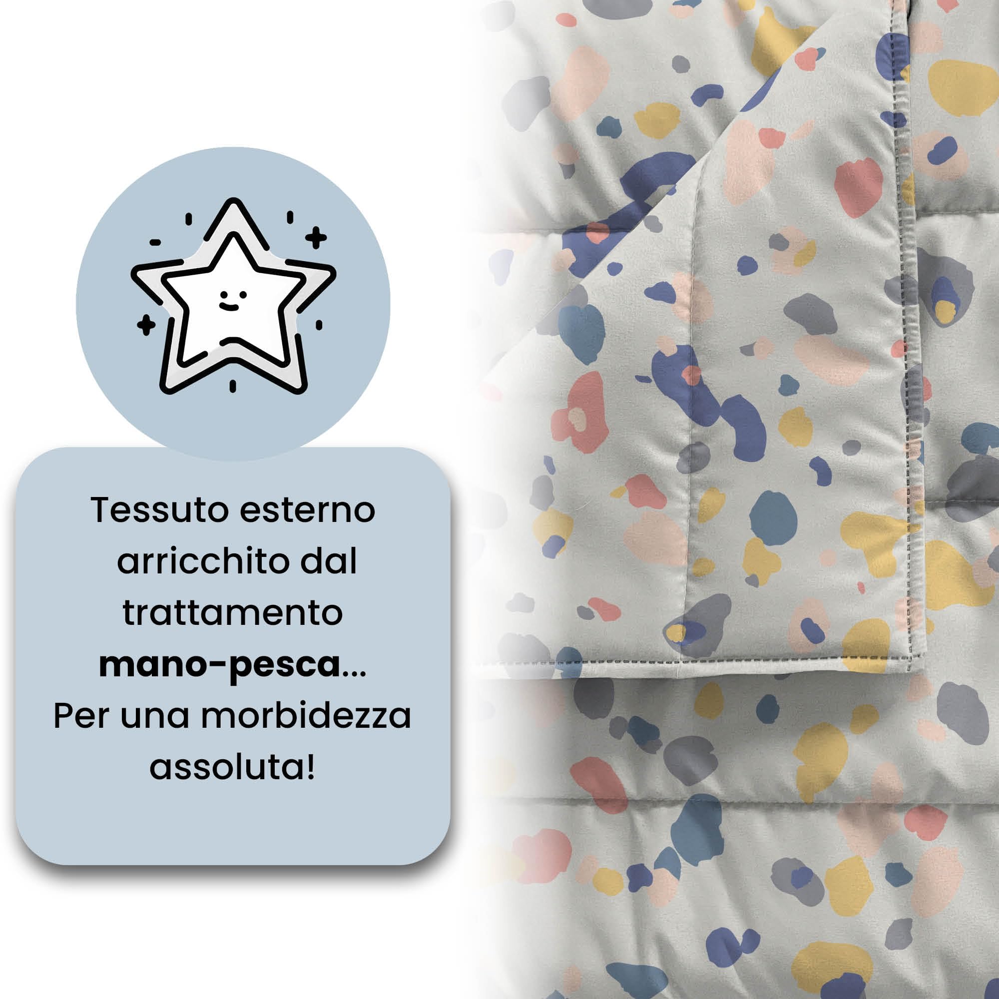 Italian Bed Linen Trapuntino Estivo Linea BASIC Made in Italy Copriletto Stampato in Morbida Microfibra - Trapunta Primavera Estate Mezza Stagione - Background, Matrimoniale 250x240cm