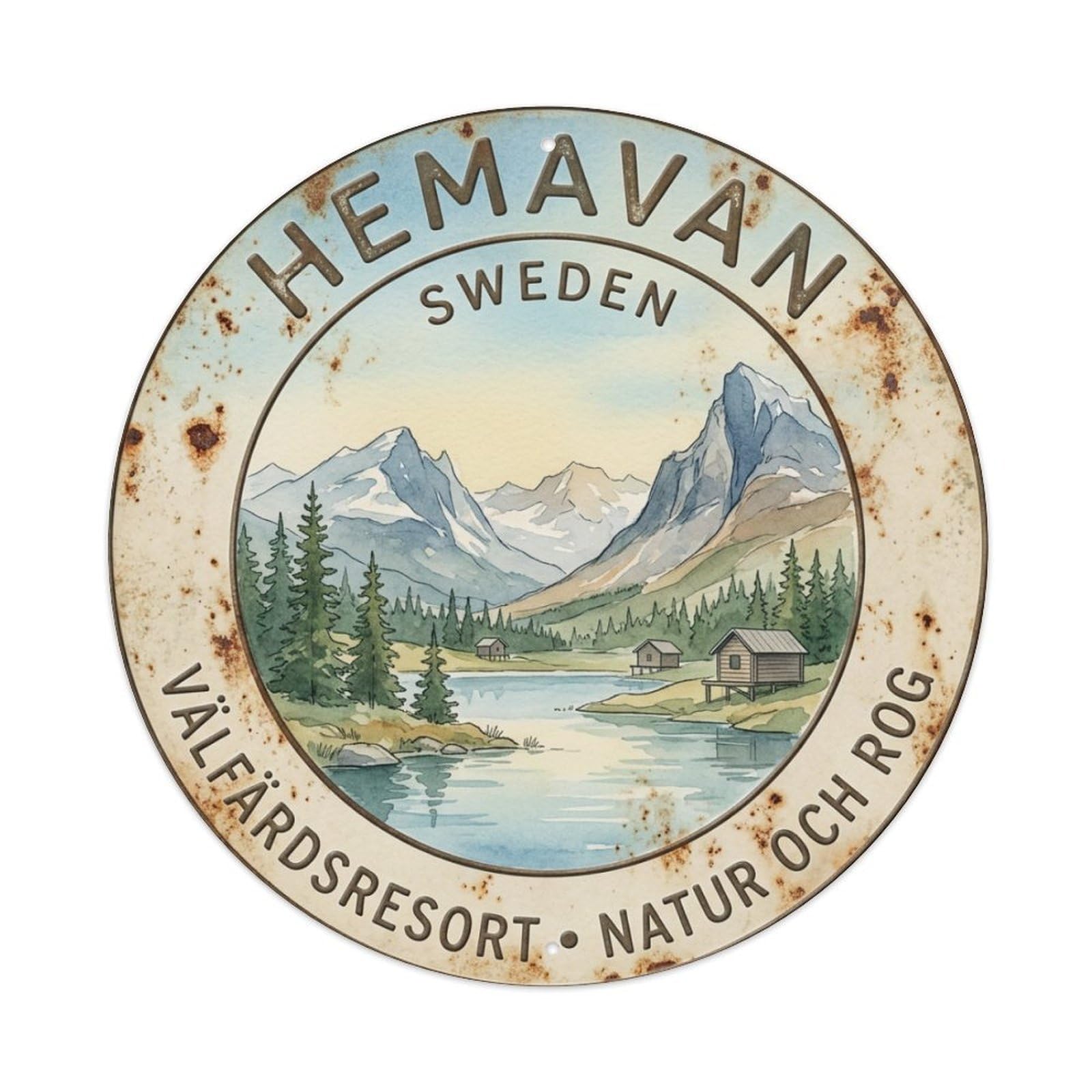 Vintage Travel Hemavan Sweden Resort Metal Tin Sign