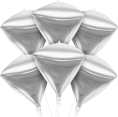 Miniatura 8 de KatchOn, Globos brillantes de diamantes de oro rosa de 22 pulgadas, 6 piezas, globos de aluminio de oro rosa, decoraciones de diamantes de oro rosa,