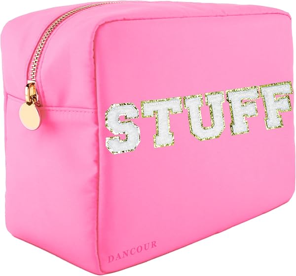 DANCOUR Large Preppy Travel Makeup Bag