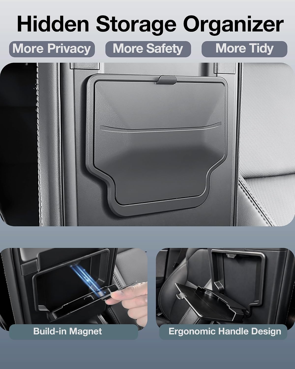 Center Console Organizer for Tesla Model Y Juniper Premium & Performance 2025 2026 and All Model 3 Highland Accessories [Double-Layer Storage, Smooth Sliding] Cup Holder Armrest Hidden Storage Box