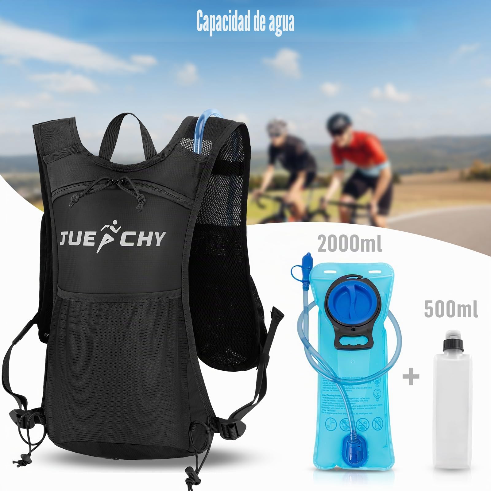 Jueachy Chaleco Hidratacion Trail Running: Mochila Hidratacion Bolsa De Agua 2l Chaleco Running Hombre Mujer para Trail Senderismo Maratón MTB Ciclismo