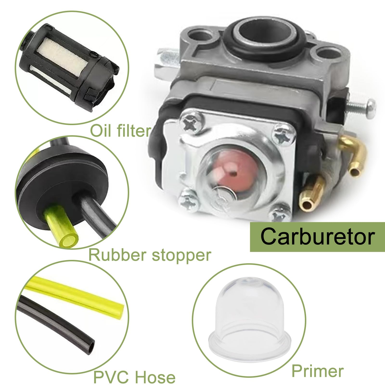 2 PCS Strimmer Fuel Pipe,Universal Fuel Line,Fuel Hose Pipe, Fuel Filter Kit, Petrol Strimmer Parts with Filter Primer Bulb Assy for Strimmer Garden Machine Fitting - Image 3