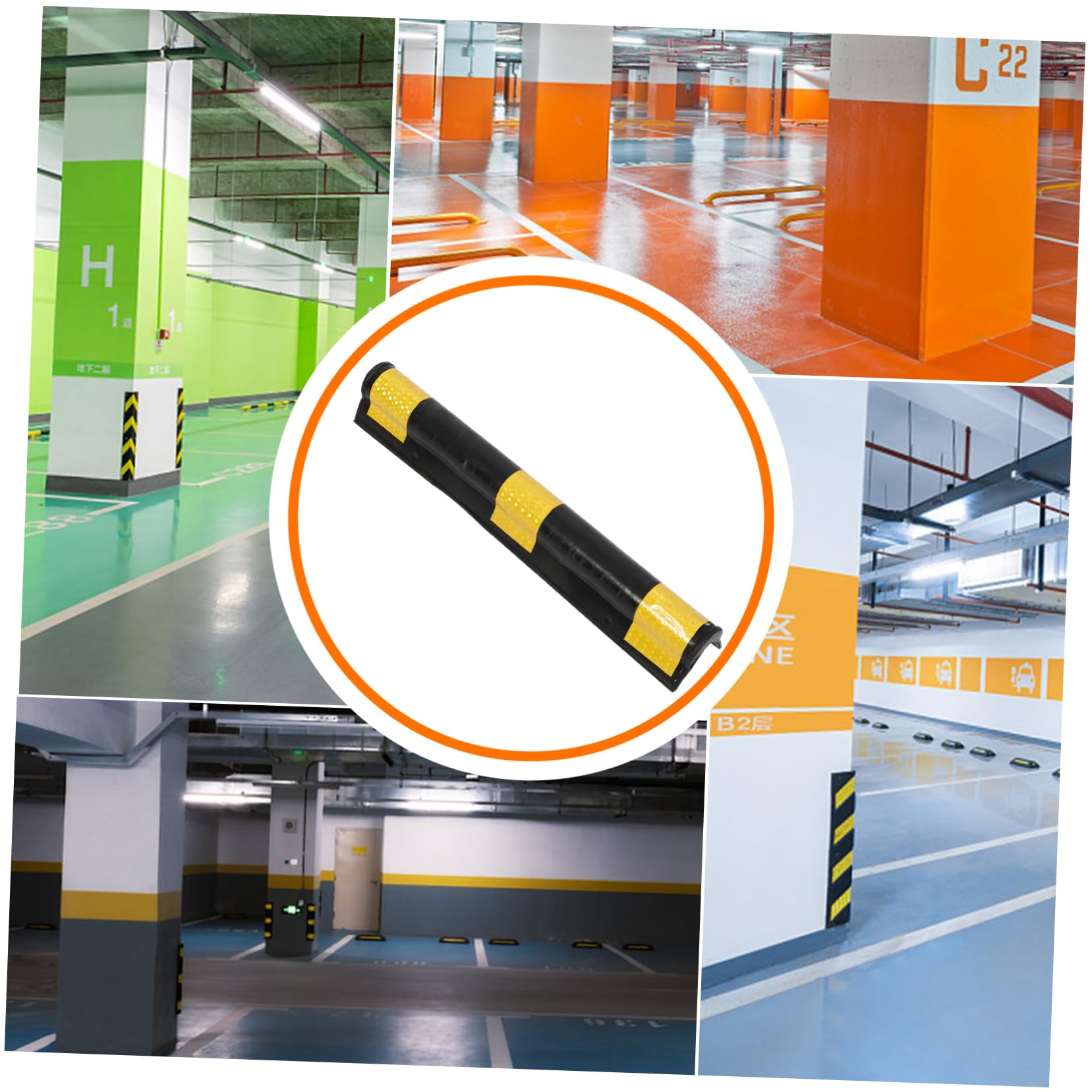 Paraspigoli in Gomma Riflettente per Pilastri Parete, Protezione Garage Facile da Installare, per Parcheggi e Garage Sotterranei