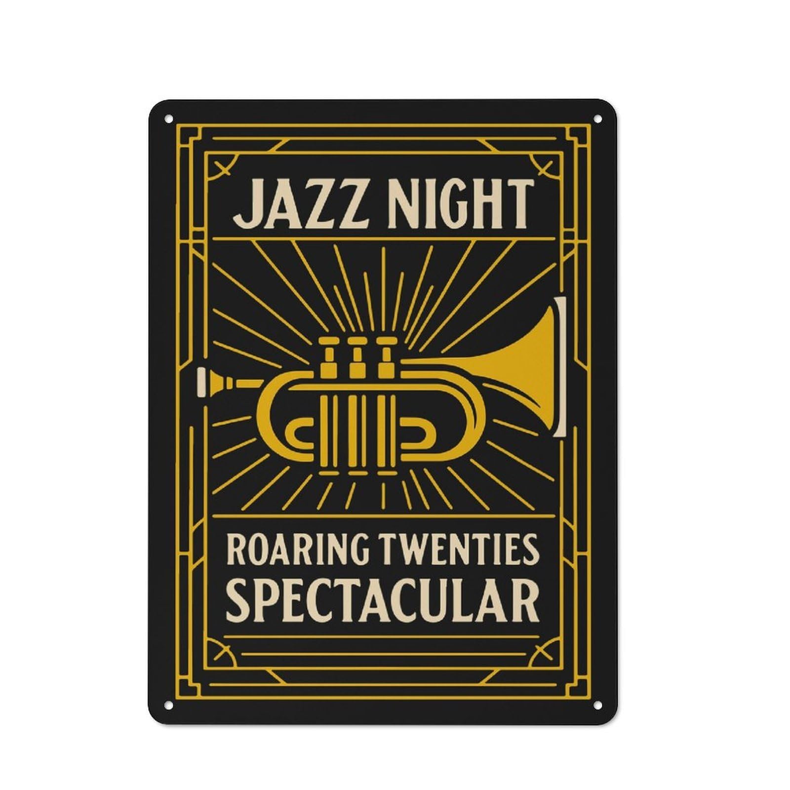 Junmoney Style-23 Metal Wall Sign 40X30cm Featuring Jazz Night Roaring Twenties Spectacular For Hallway Wall, For Vintage Wall Decor Fans, For Cafés, Pubs And Restaurants