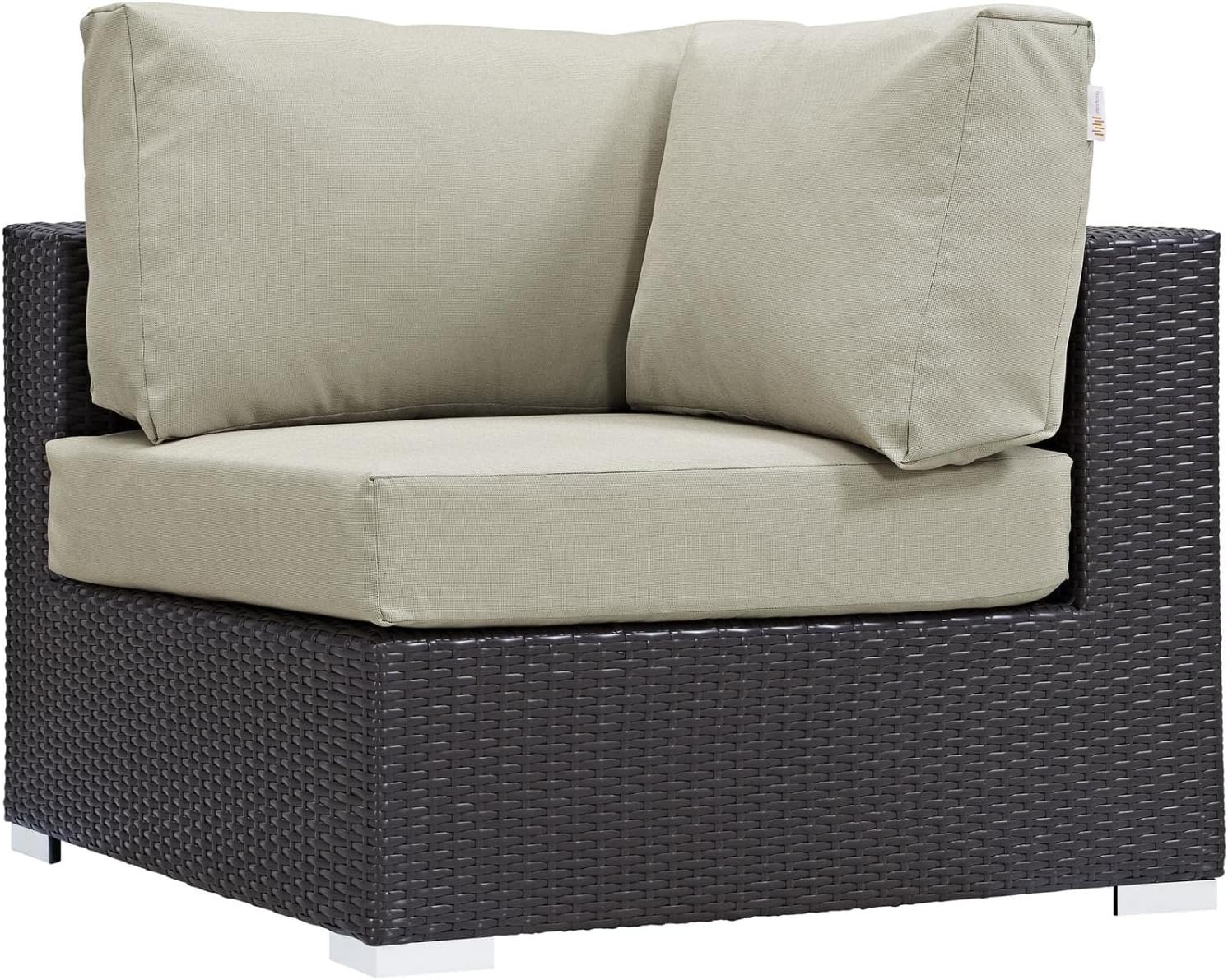 Modway Convene Wicker Rattan 9-Piece Outdoor Patio Sectional Sofa Furniture Set in Espresso Beige