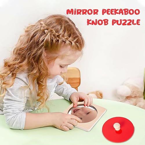 Vista 10 de Montessori - Kit de juguetes para bebés, espejo, peekaboo, rompecabezas de perillas, tambor giratorio, bola arcoíris - niños pequeños de 6 a 12 meses