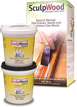 System Three SculpWood Paste Wood Epoxy Filler, 1 Quart Kit