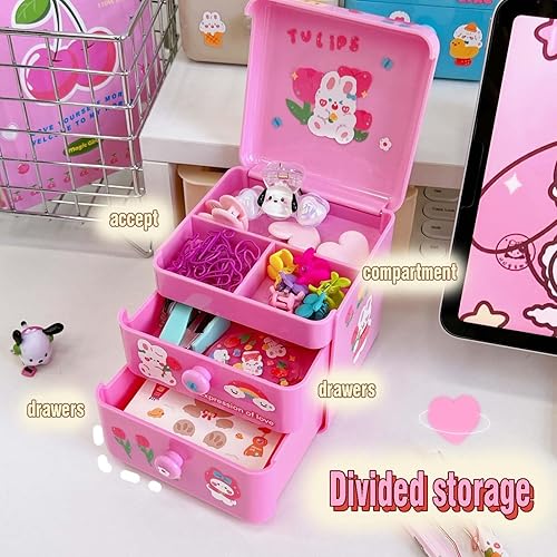 Miniatura 7 de Organizador de escritorio Kawaii pequeño organizador de cosméticos con tapa abatible, organizador de papelería adecuado para oficinas y tocadores