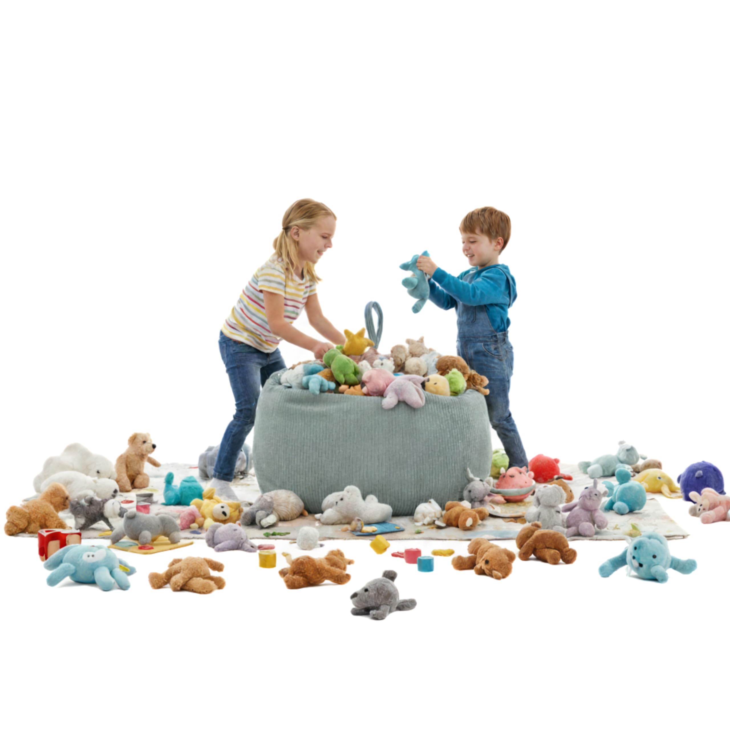 Gutekissen Housse de pouf pour enfants - 85 x 85 x 50 cm - Rangement de jouets pour chambre d'enfant - Organiseur de peluches et couvertures - Tissu Oeko-Tex - Fermeture éclair (vert)