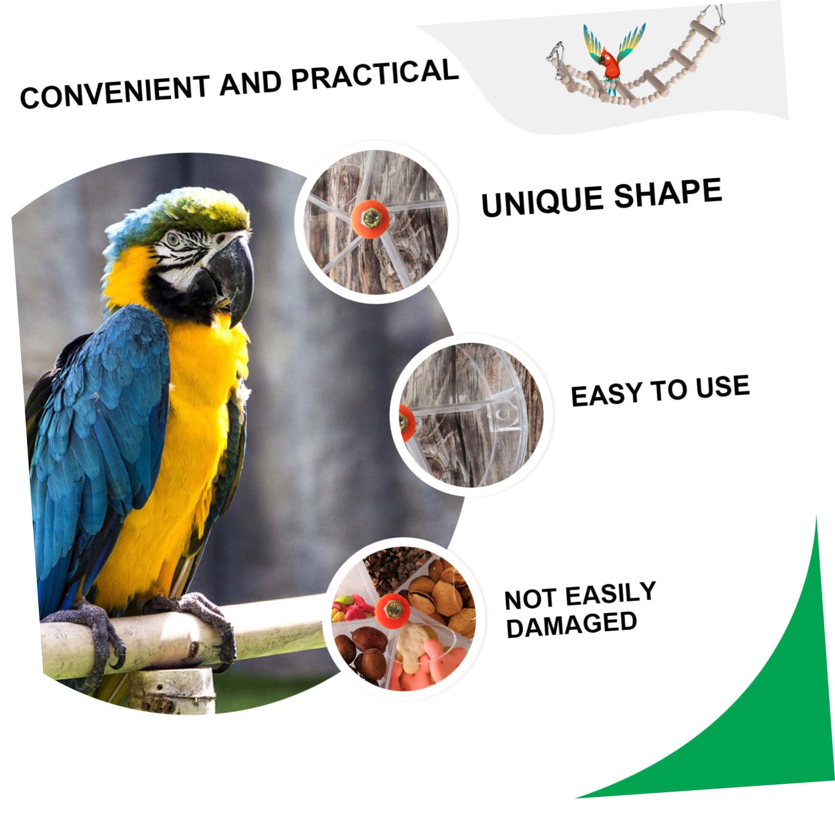 Happyyami 1set Bird Foraging Toys Standing Stick for Parrots and Parakeets Interactive Wheel Treat Dispenser for Cockatiels and Budgies Random Color - image 5