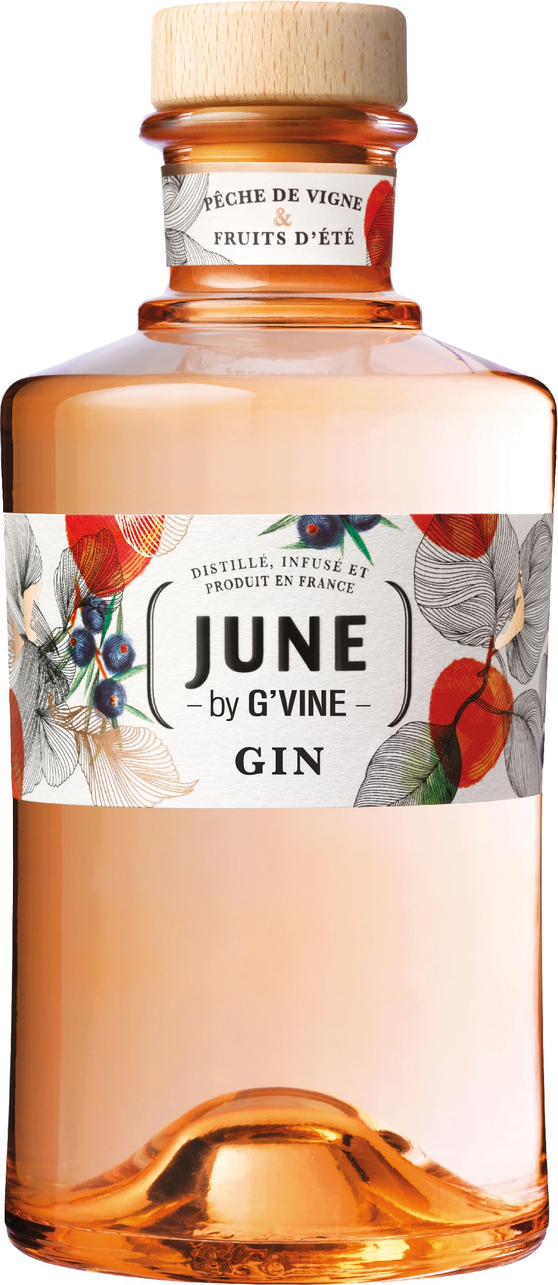 JUNE Wild Peach and Summer Fruits Flavoured Gin 70cl, Fresh and Fruity, Gluten Free Gin From G'Vine, 37.5 percent ABV